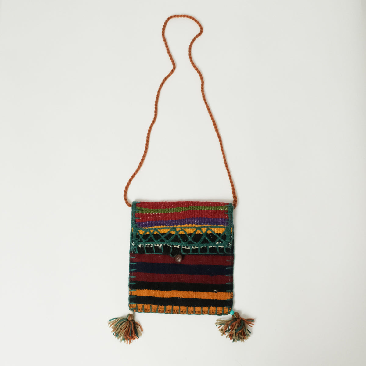 Anadolu Desenli El Dokuma Otantik Kilim Çanta, rengarenk, 25x26 cm — Halıcızade
