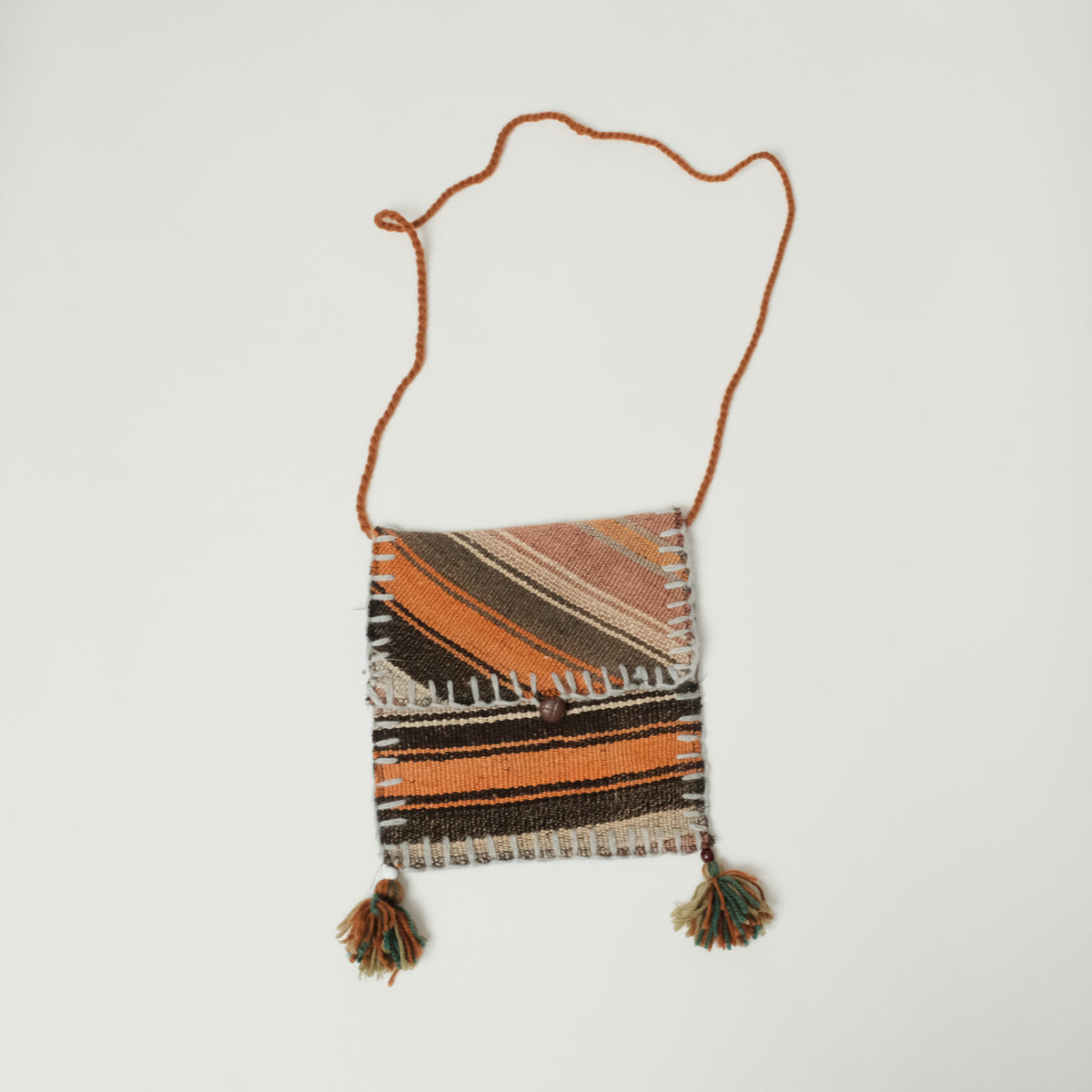 Authentic Anatolian Handwoven Wool Kilim Bag, Colorful, 25x26 cm — Halıcızade