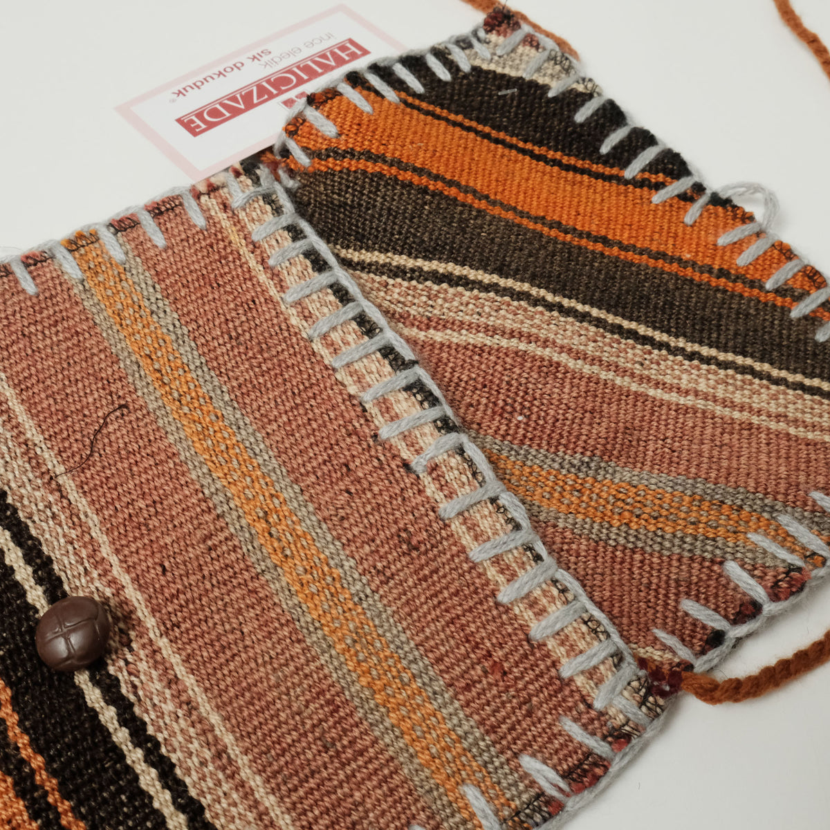 Authentic Anatolian Handwoven Wool Kilim Bag — tribal pattern