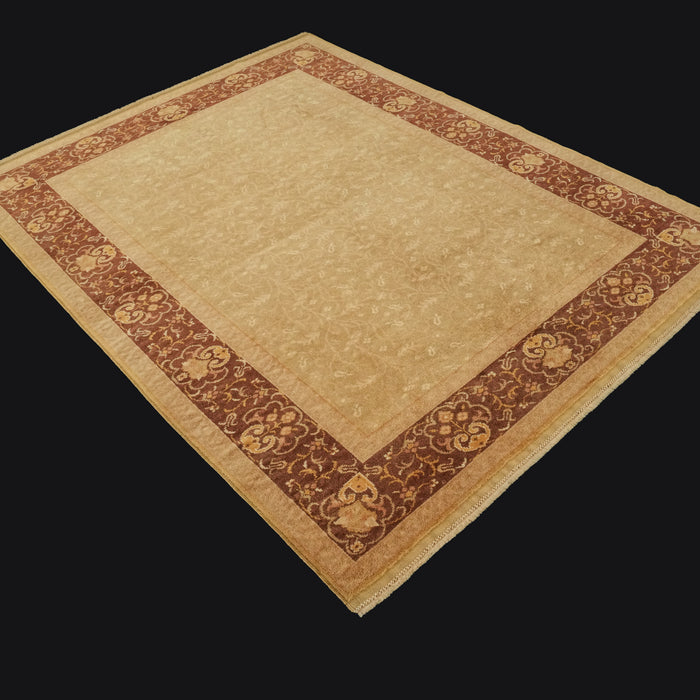Ottoman Serisi El Dokuma Çerçeve Desenli Kahverengi Yün Halı, 165x213 cm — Halıcızade