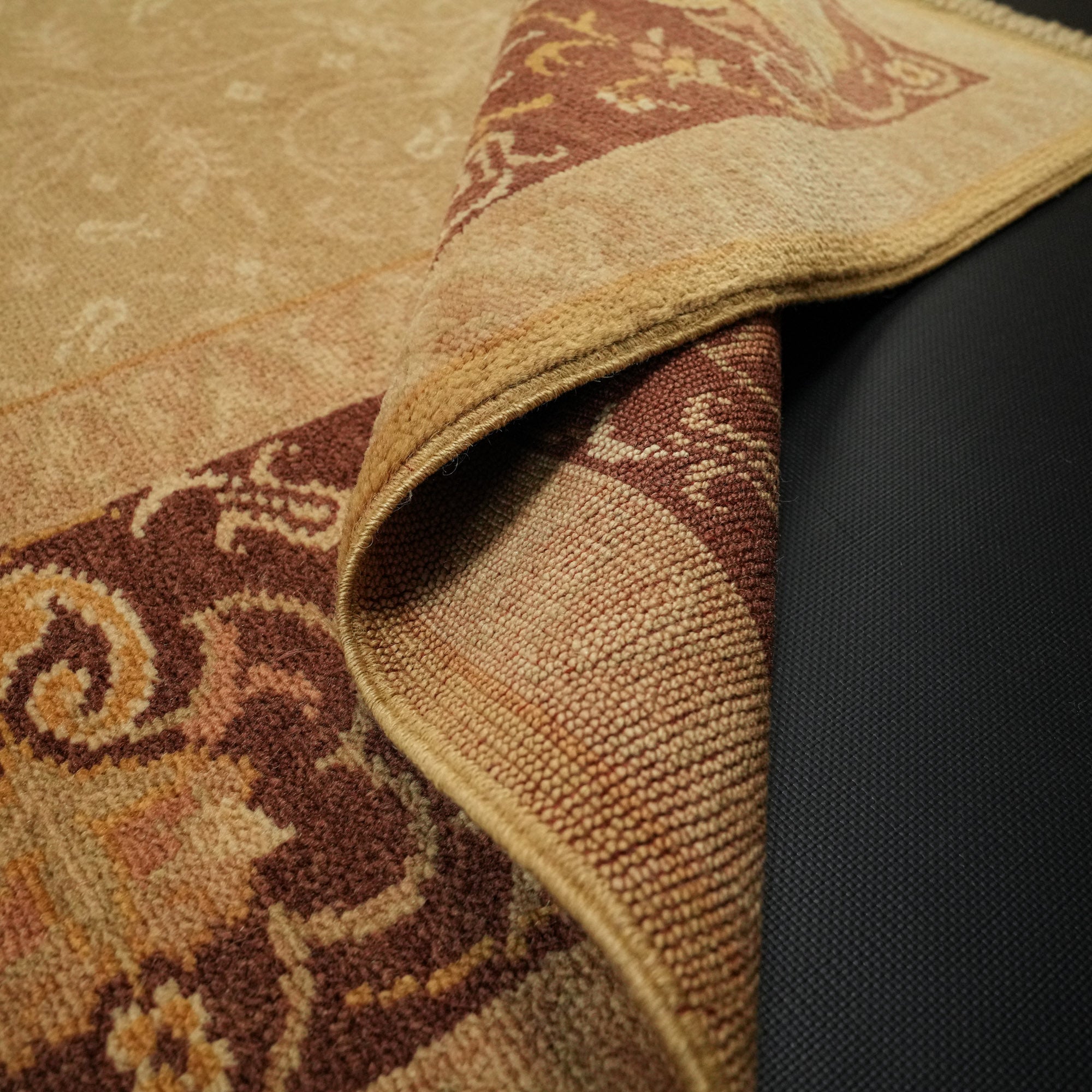 Ottoman Serisi El Dokuma Çerçeve Desenli Kahverengi Yün Halı