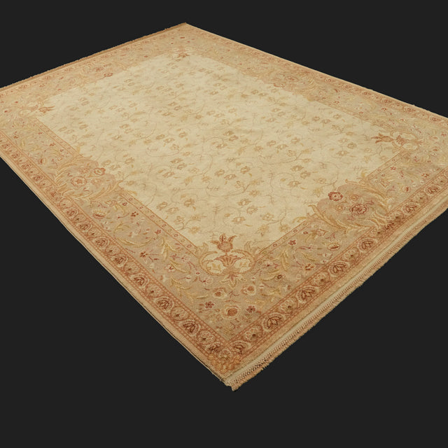 Ottoman Serisi El Dokuma Çerçeve Desenli Kahverengi Yün Halı, 208x291 cm — Halıcızade