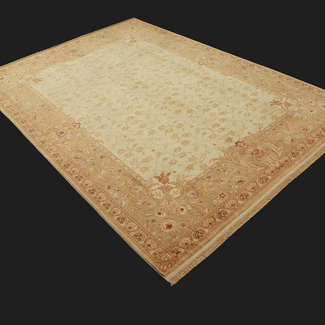 Ottoman Series Handwoven Floral Pattern Cream Wool Rug, 209×294 cm Translation missing: en.hz.card.alt_brand