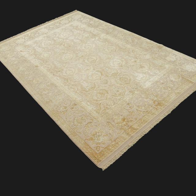 Ottoman Series Hand-Woven Flower Patterned Cream Wool Rug, 163×255 cm Translation missing: en.hz.card.alt_brand