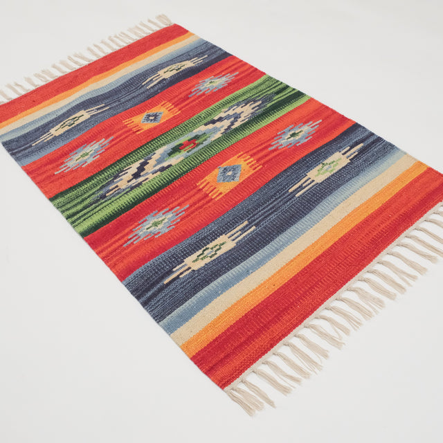 Panayır Serisi Rengarenk Anadolu Desenli Etnik Tasarım El Dokuma Kilim, 60x90 – 60x200 cm — Halıcızade