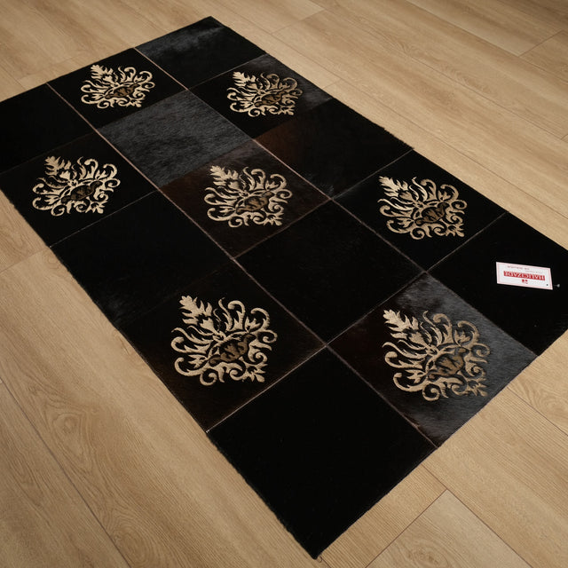 Patchwork Desenli Deri - Post Halı, siyah, 89x150 cm — Halıcızade