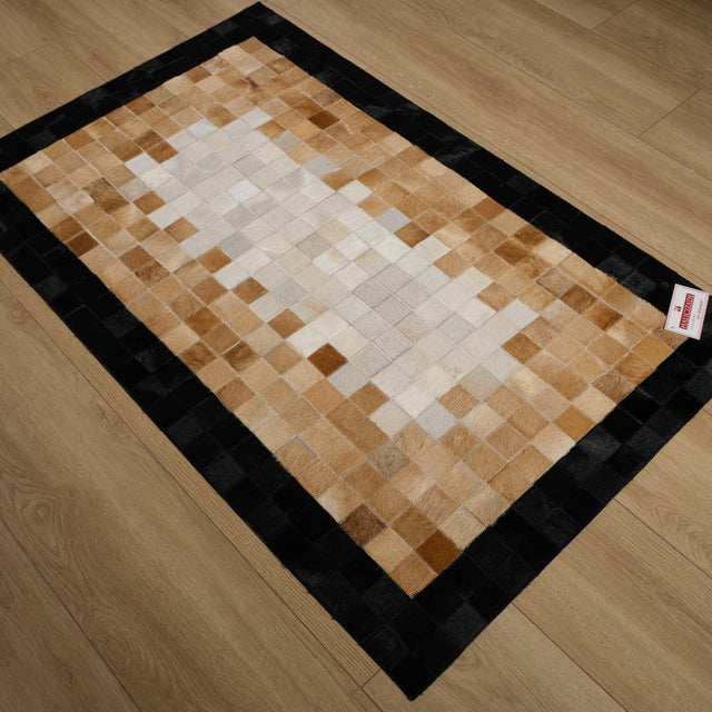 Patchwork Desenli Deri - Post Halı, kahverengi, 92x147 cm — Halıcızade