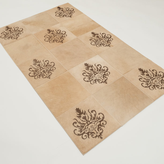 Patchwork Desenli Deri - Post Halı, bej, 89x150 cm — Halıcızade