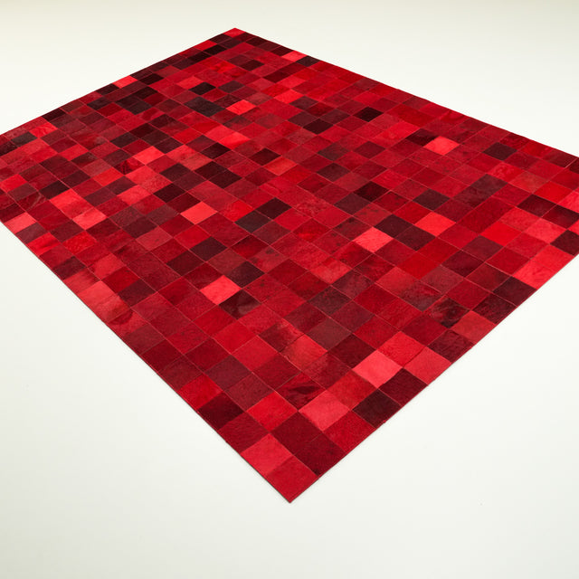 Patchwork Desenli Kırmızı Deri Post Halı, 165x232 cm — Halıcızade