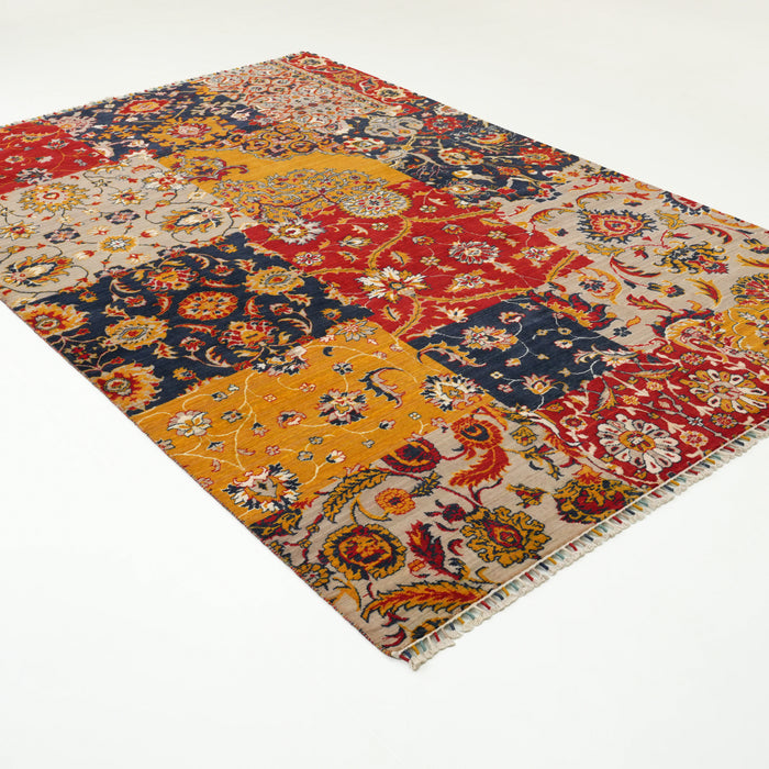 Patchwork Desenli Rengarenk Yün Tezgah Dokuma Halı, 200x300 cm — Halıcızade