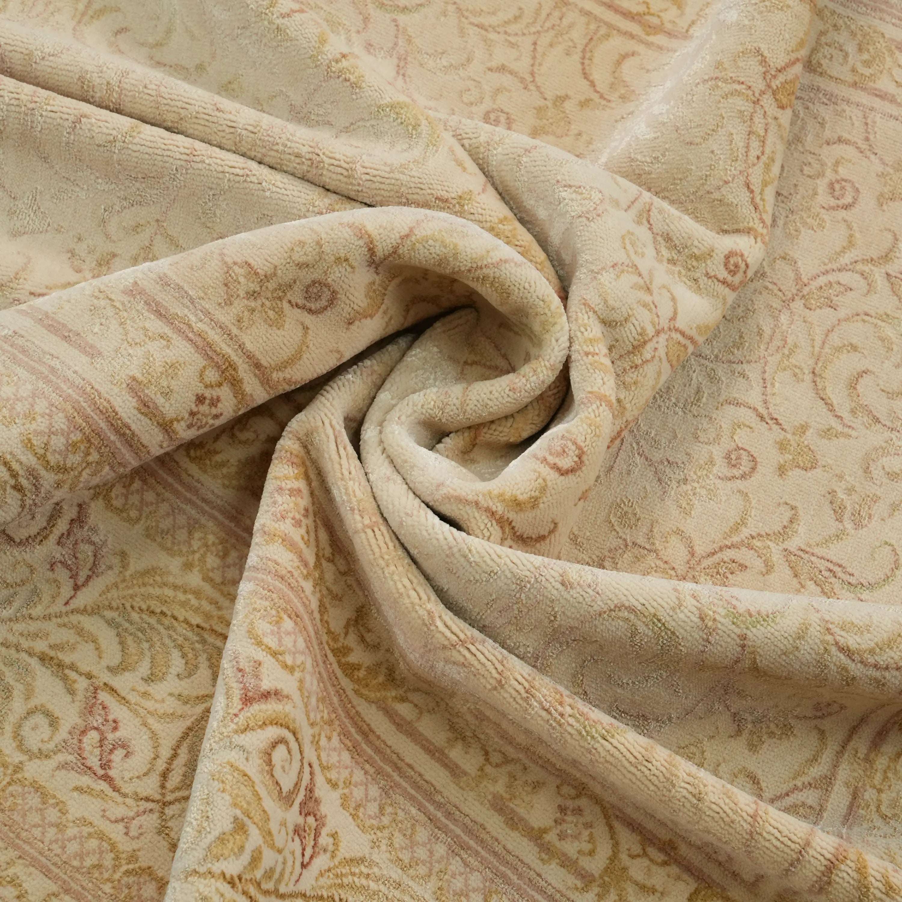 Pera Series Handwoven Frame Patterned Cream Wool Rug