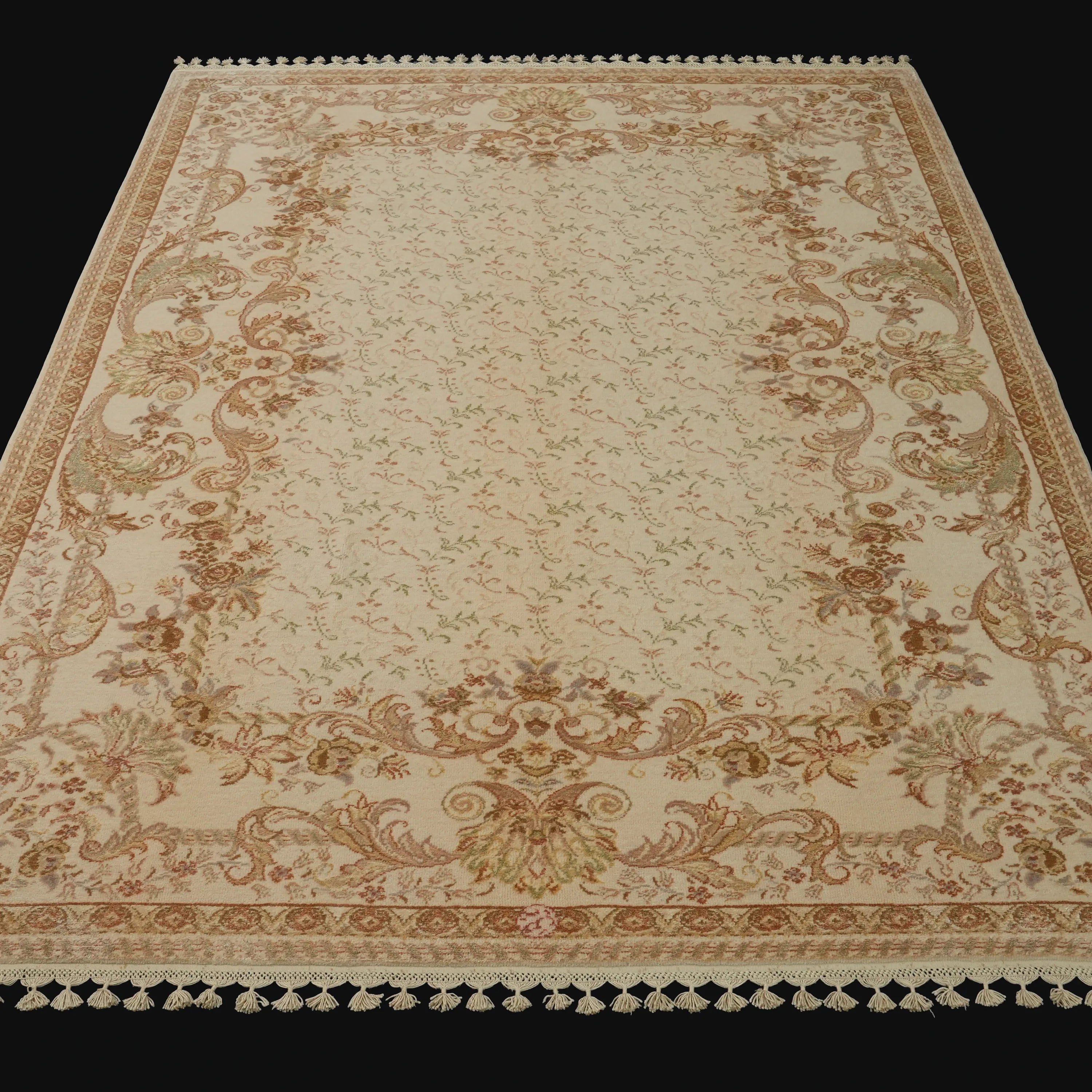 Pera Series Handwoven Flower Pattern Wool Cream Rug