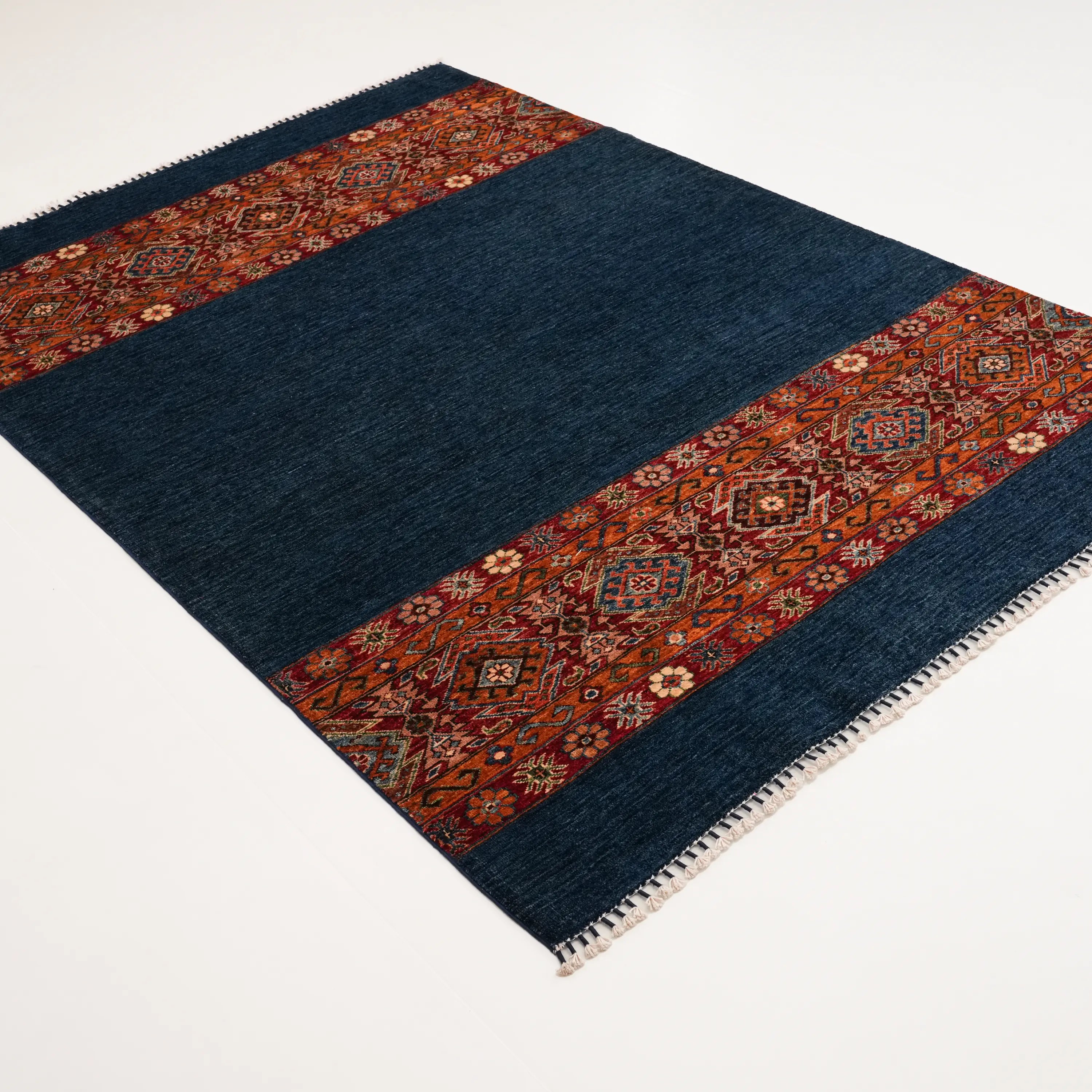 Pinhan Serisi El Dokuma Anadolu Desenli Mavi Halı