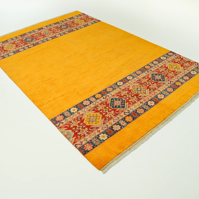 Pinhan serisi Anadolu desenli el dokuma yün halı, sarı, 120x180 cm — Halıcızade
