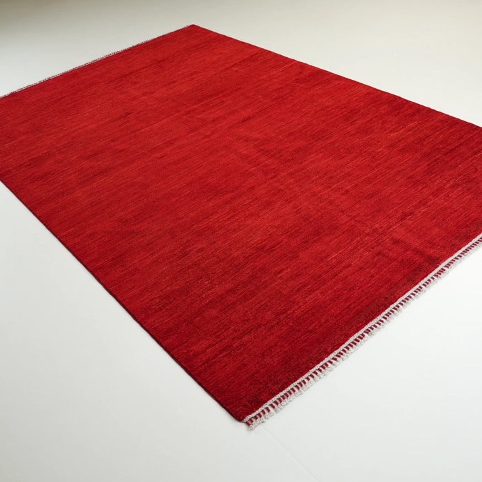 Pinhan serisi sade desenli el dokuma yün halı, kırmızı, 202x300 cm — Halıcızade