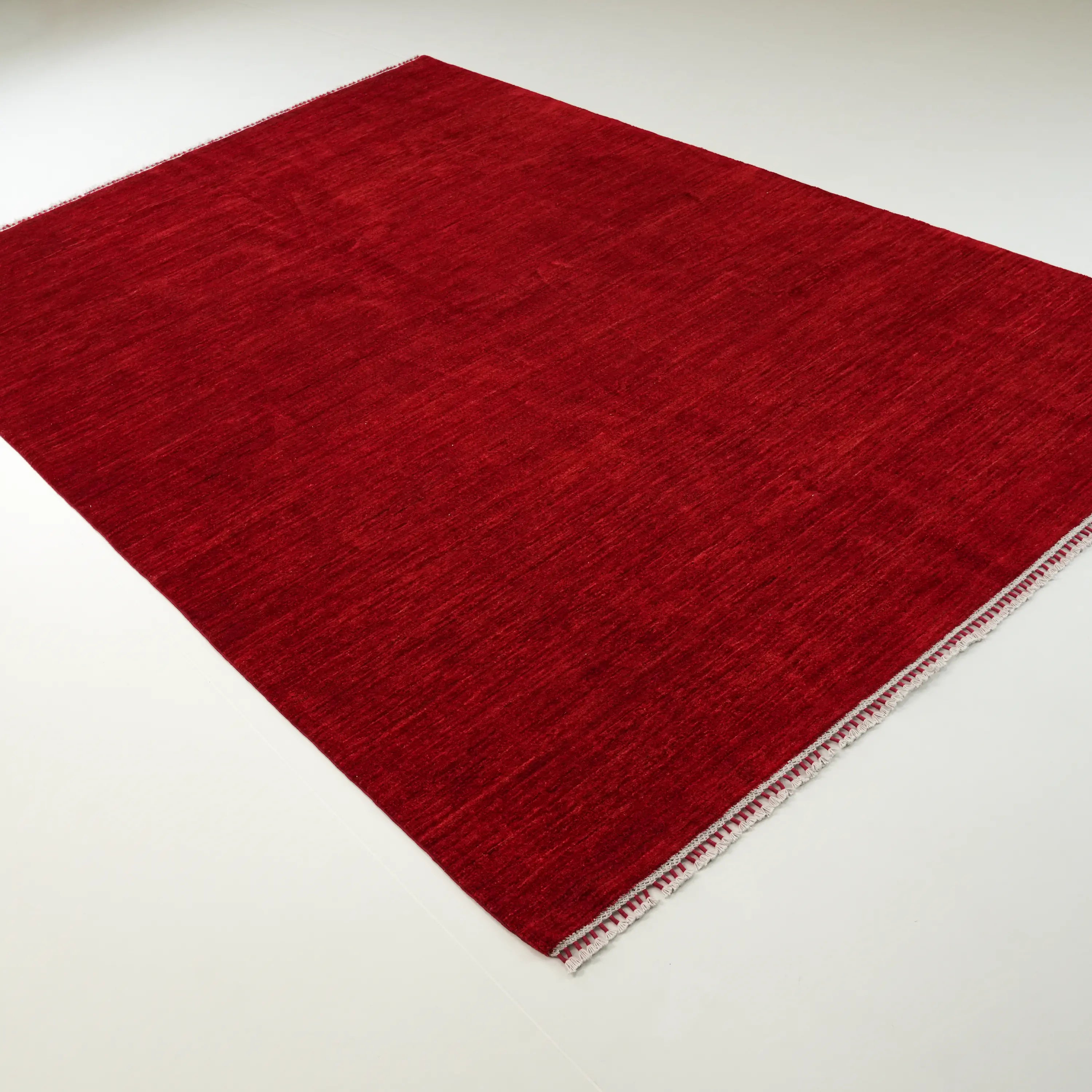 Pinhan Series Handwoven Plain Pattern Wool Red Rug