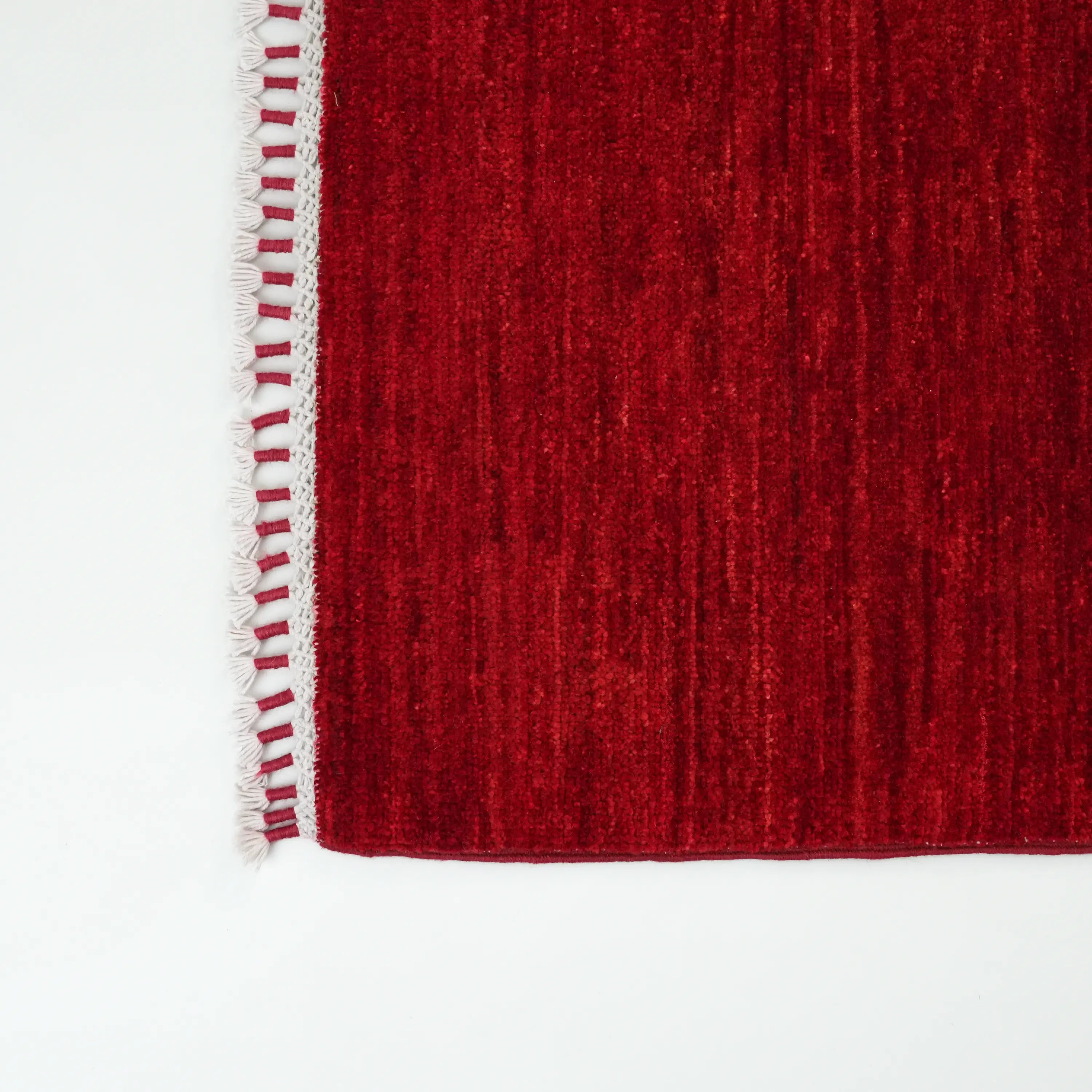 Pinhan Series Handwoven Plain Pattern Wool Red Rug