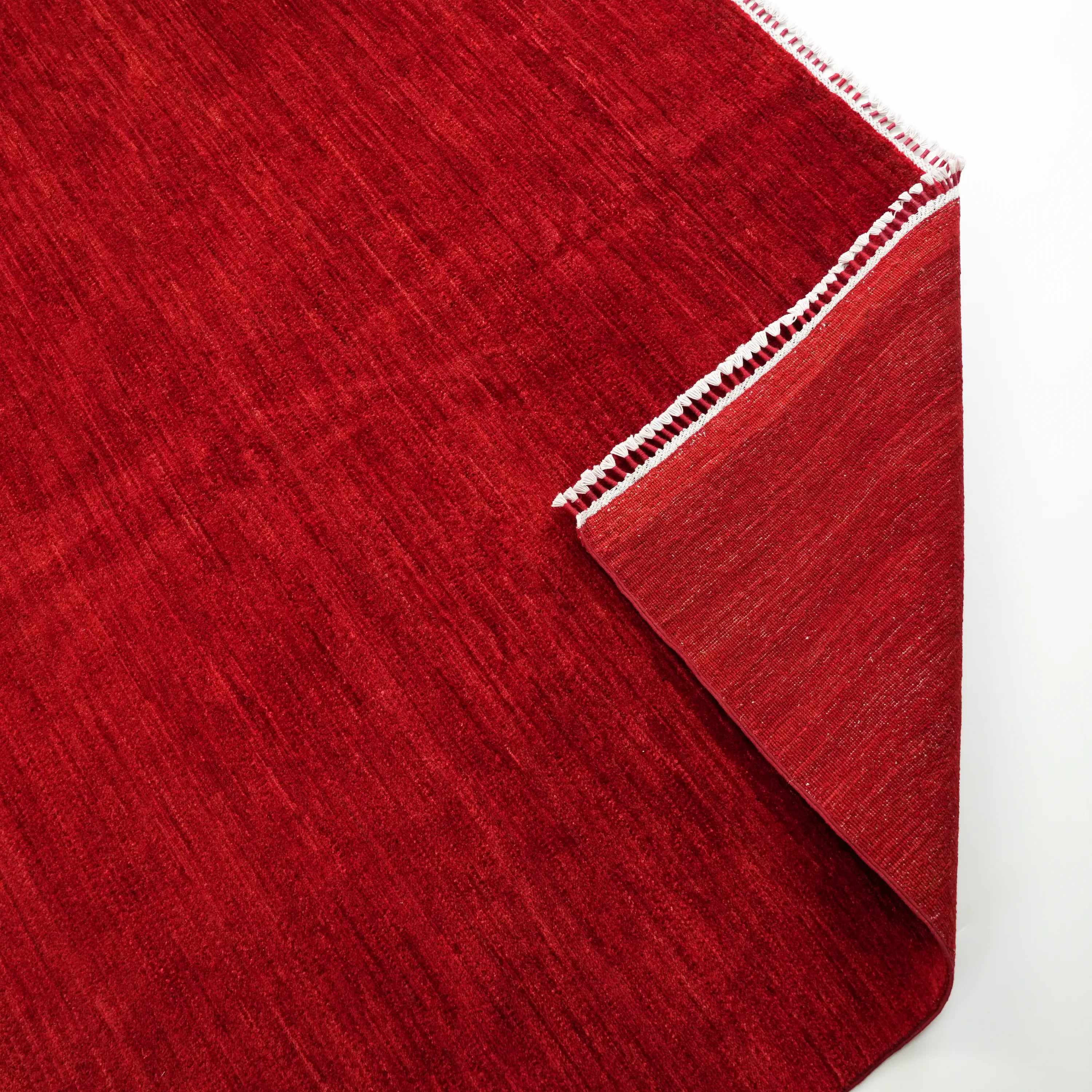 Pinhan Series Handwoven Plain Pattern Wool Red Rug