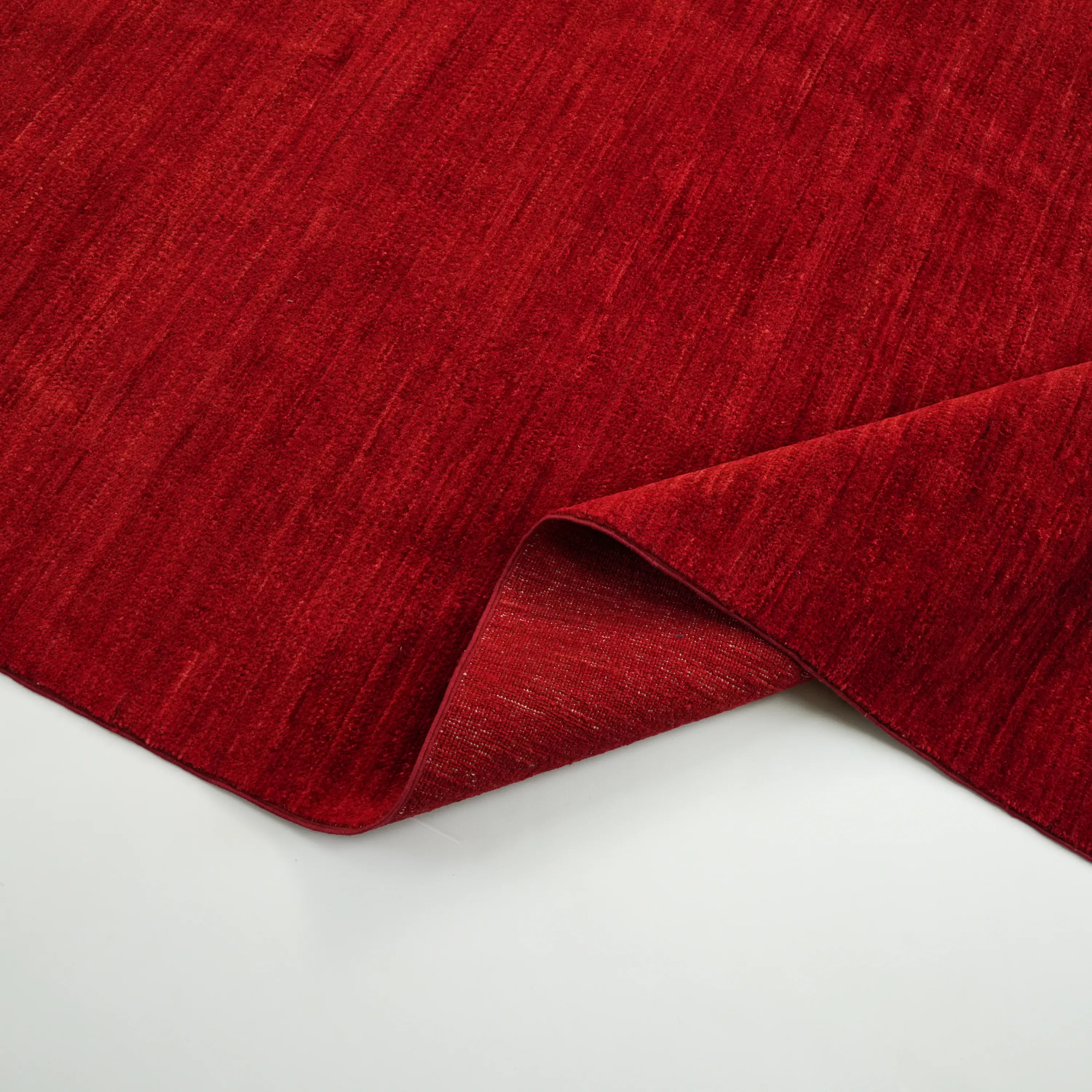 Pinhan Series Handwoven Plain Pattern Wool Red Rug