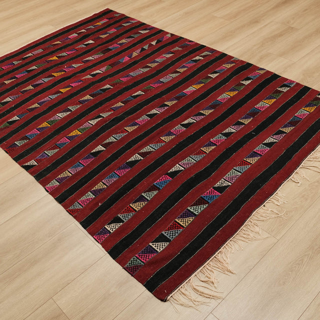 Balıkesir Köy Dokuma Yün El Dokuma Cicim Kilim, bordo, 158x234 cm — Halıcızade
