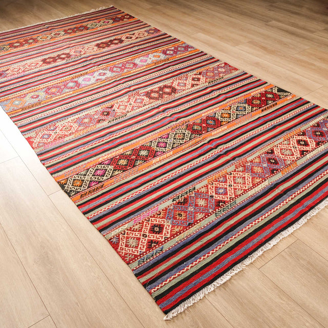 Rengarenk El Dokuma Anadolu Desenli Sandık Eskisi Cicim Kilim, 161x313 cm — Halıcızade