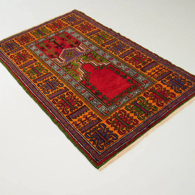 Rengarenk Yün Köy Dokuma Konya İnlice Halı Seccade, 100x161 cm — Halıcızade