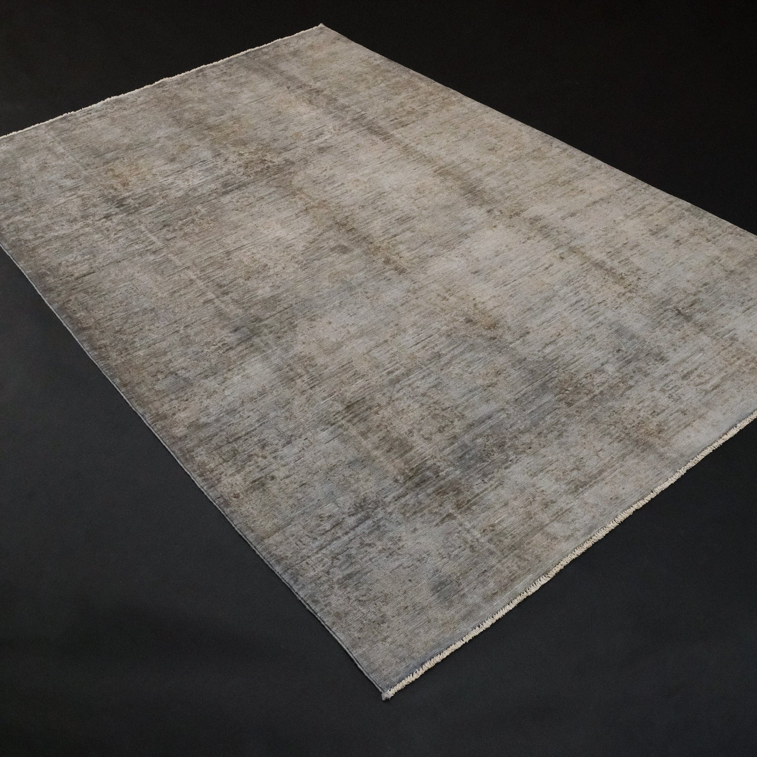 Retro Serisi El Dokuma Vintage Desenli Gri Halı, 165x245 cm — Halıcızade