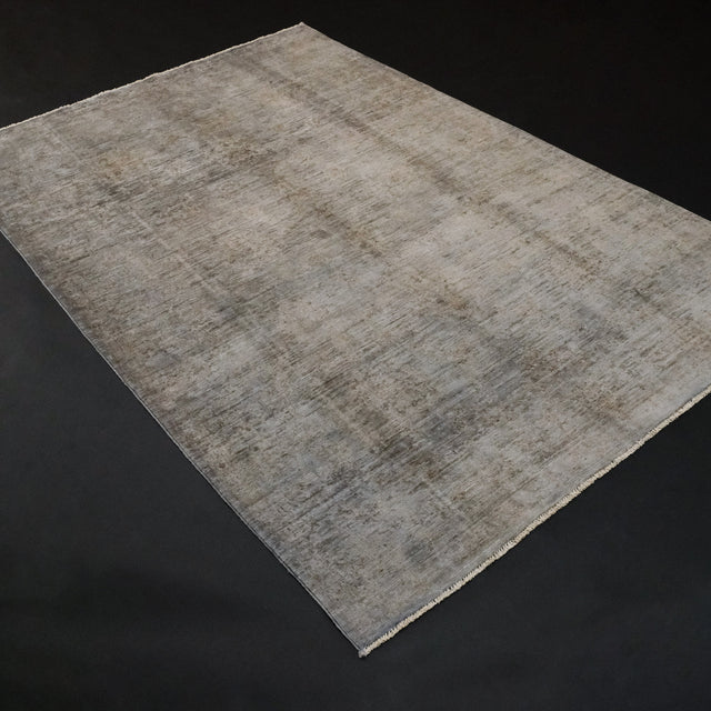 Retro Serisi El Dokuma Vintage Desenli Gri Halı, 165x245 cm — Halıcızade