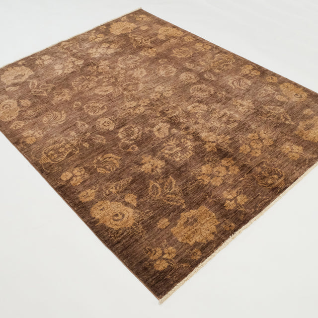 Retro serisi el dokuma yün vintage halı, kahverengi, 146x190 cm — Halıcızade