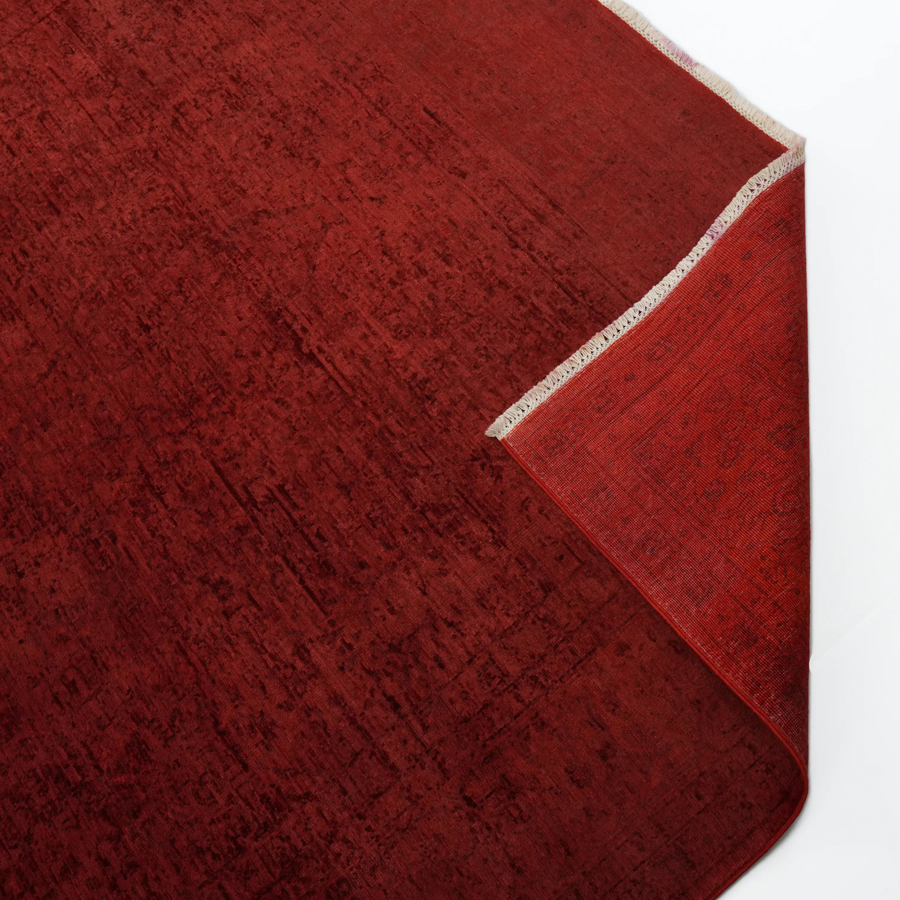 Retro Series Handwoven Vintage Patterned Red Wool Rug