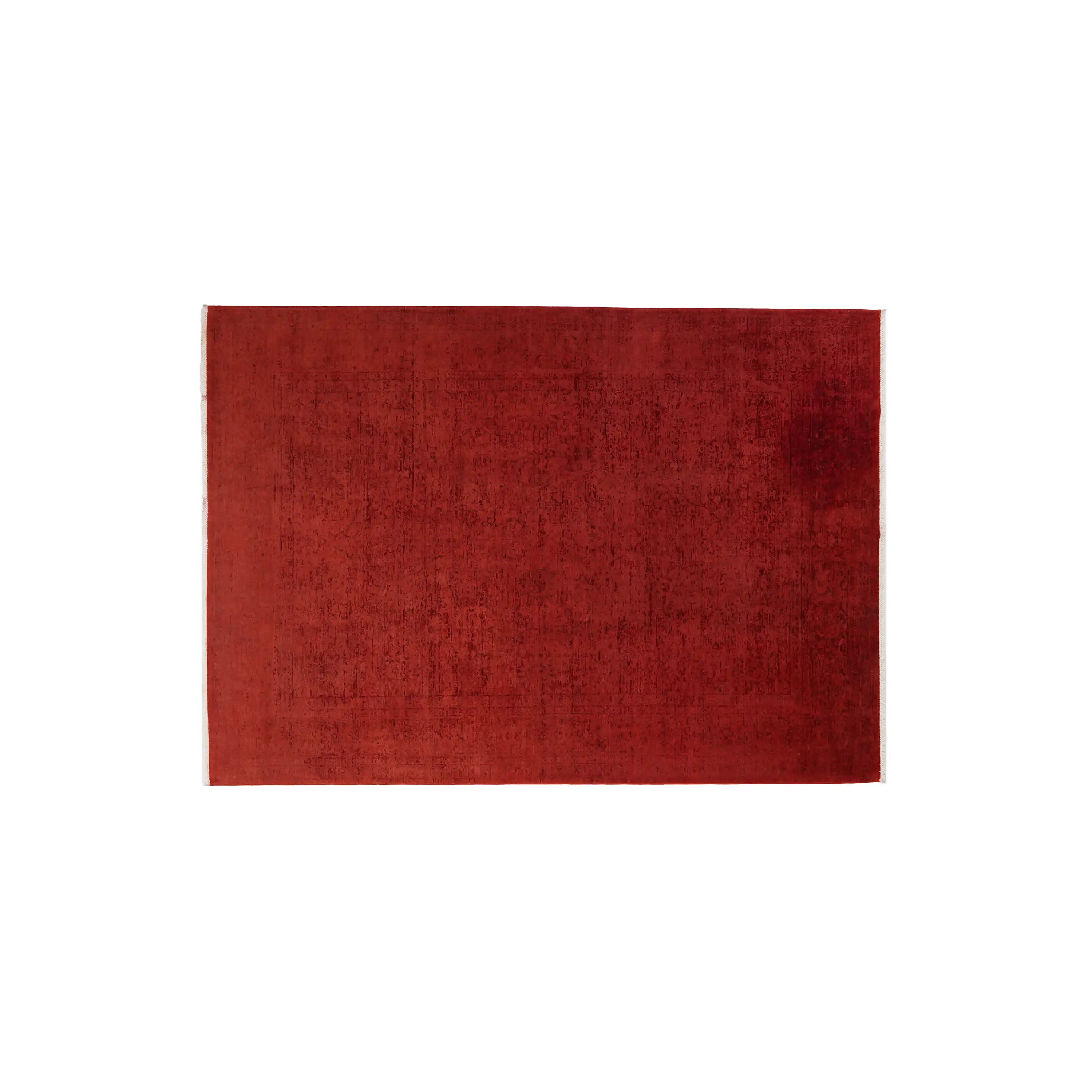 Retro Series Handwoven Vintage Patterned Red Wool Rug