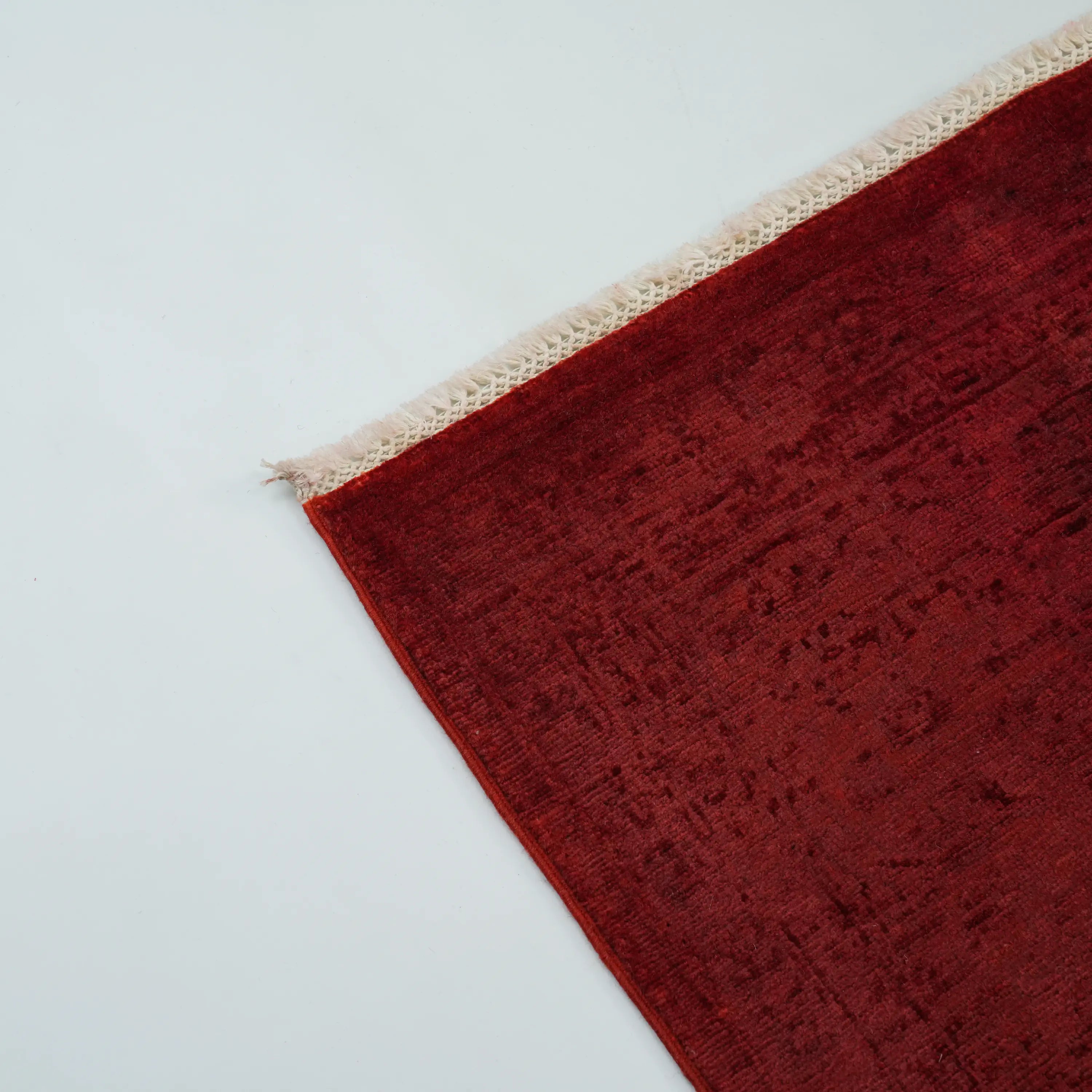 Retro Series Handwoven Vintage Patterned Red Wool Rug