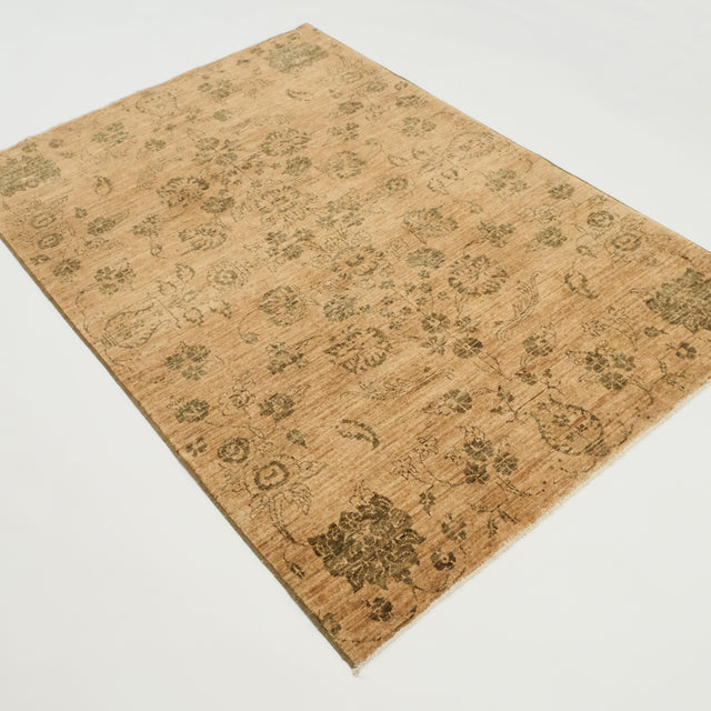 Retro Serisi El Dokuma Vintage Desenli Kahverengi Yün Halı, 121x179 cm — Halıcızade