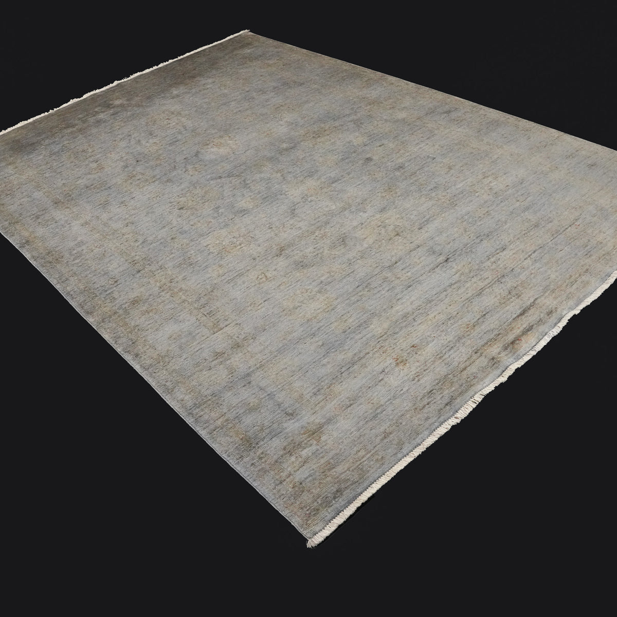 Retro Serisi El Dokuma Vintage Desenli Yün Gri Halı, 207x293 – 253x300 cm — Halıcızade
