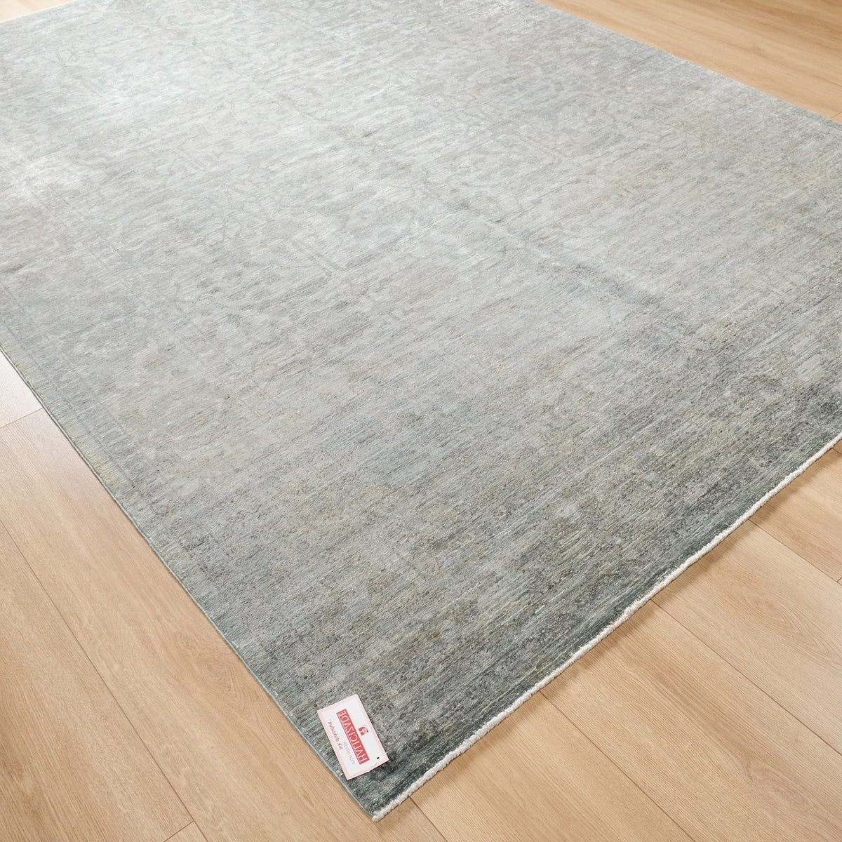 Pastel Green Vintage-Pattern Handwoven Wool Rug, Retro Series, 204x296 cm — Halıcızade