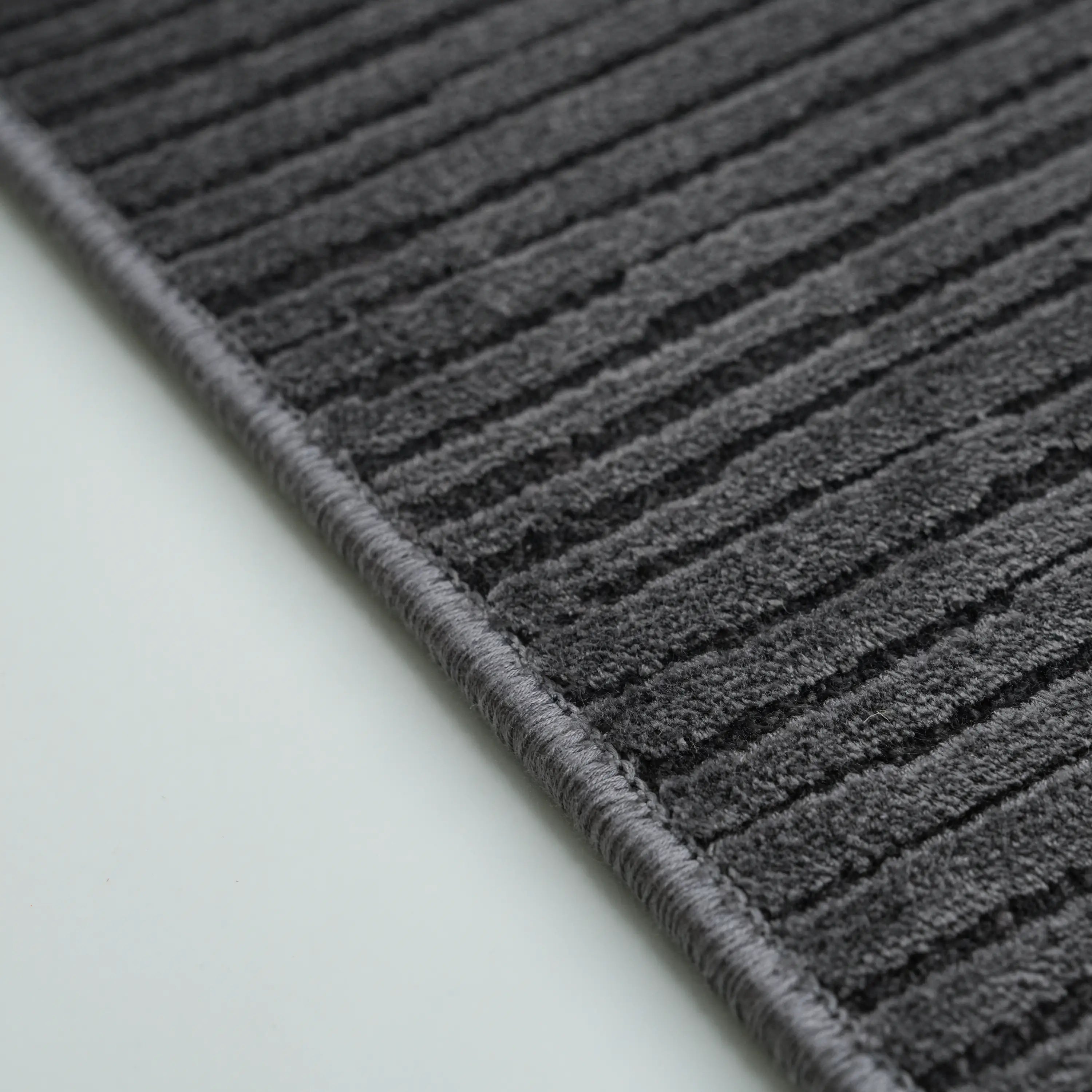 Simple Patterned Anthracite Viscose Rug