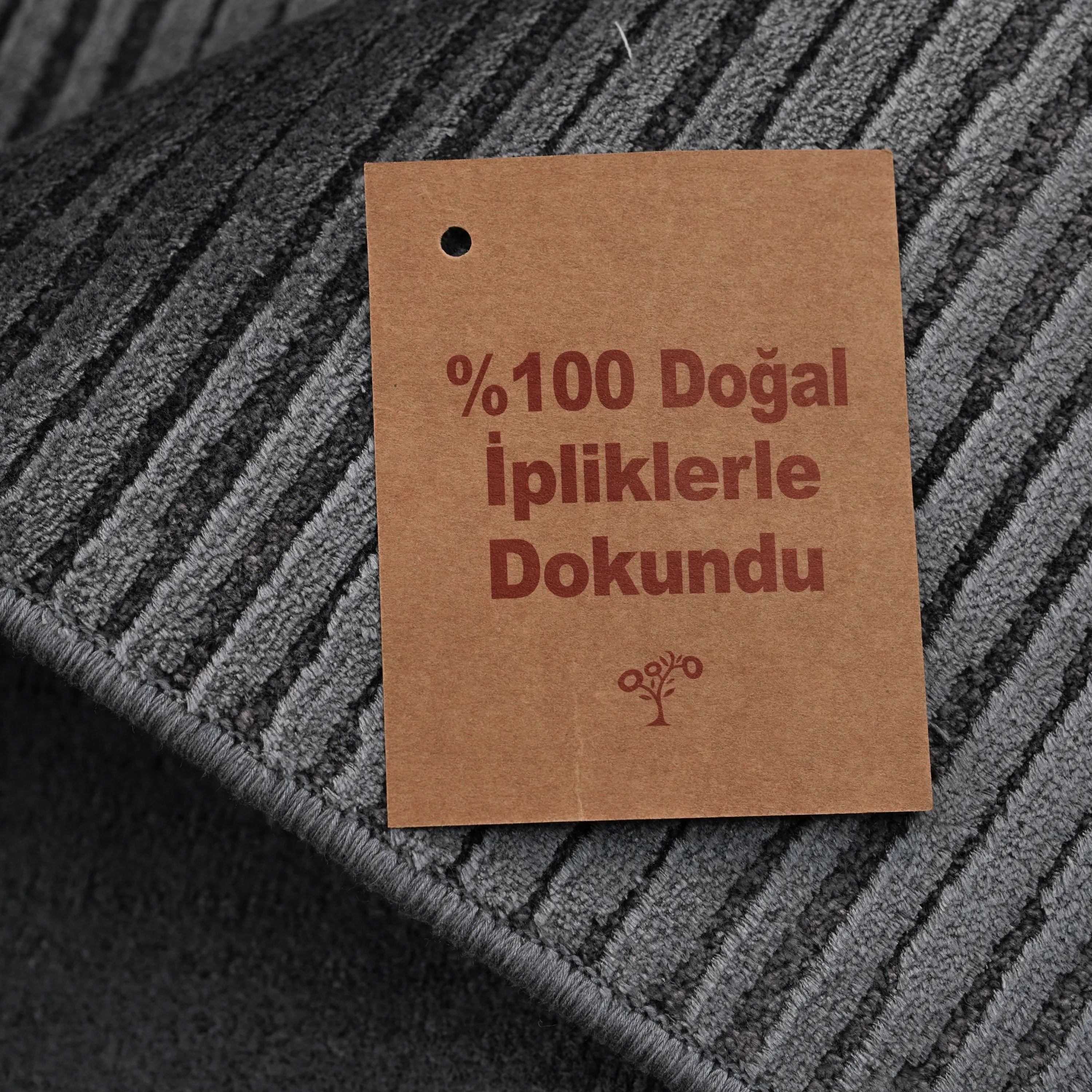 Simple Patterned Anthracite Viscose Rug