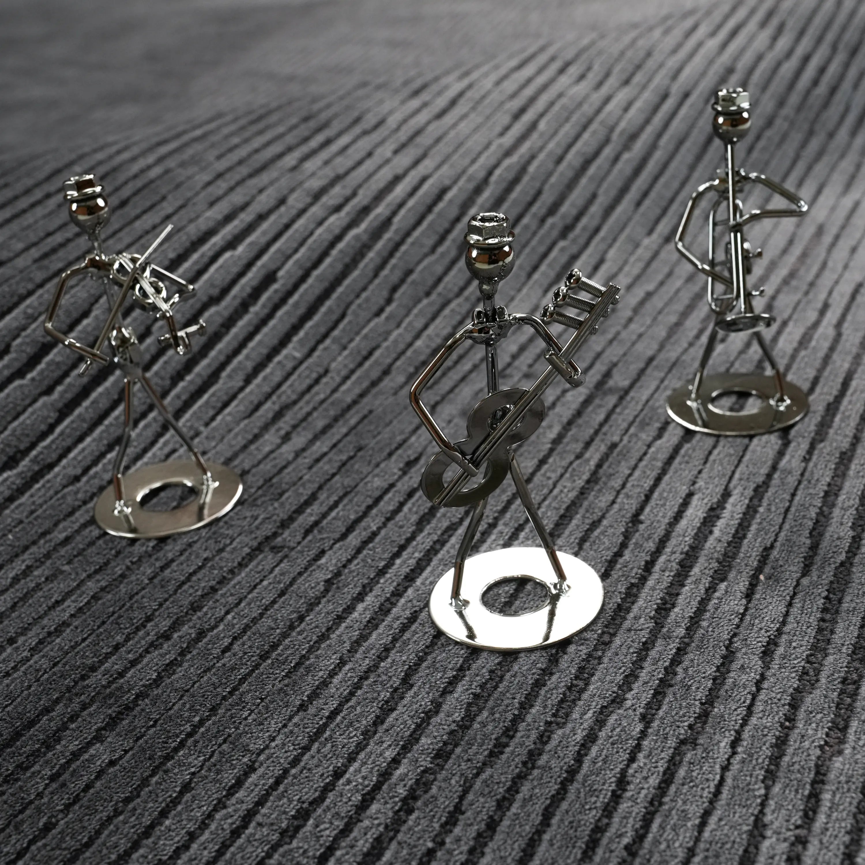 Simple Patterned Anthracite Viscose Rug