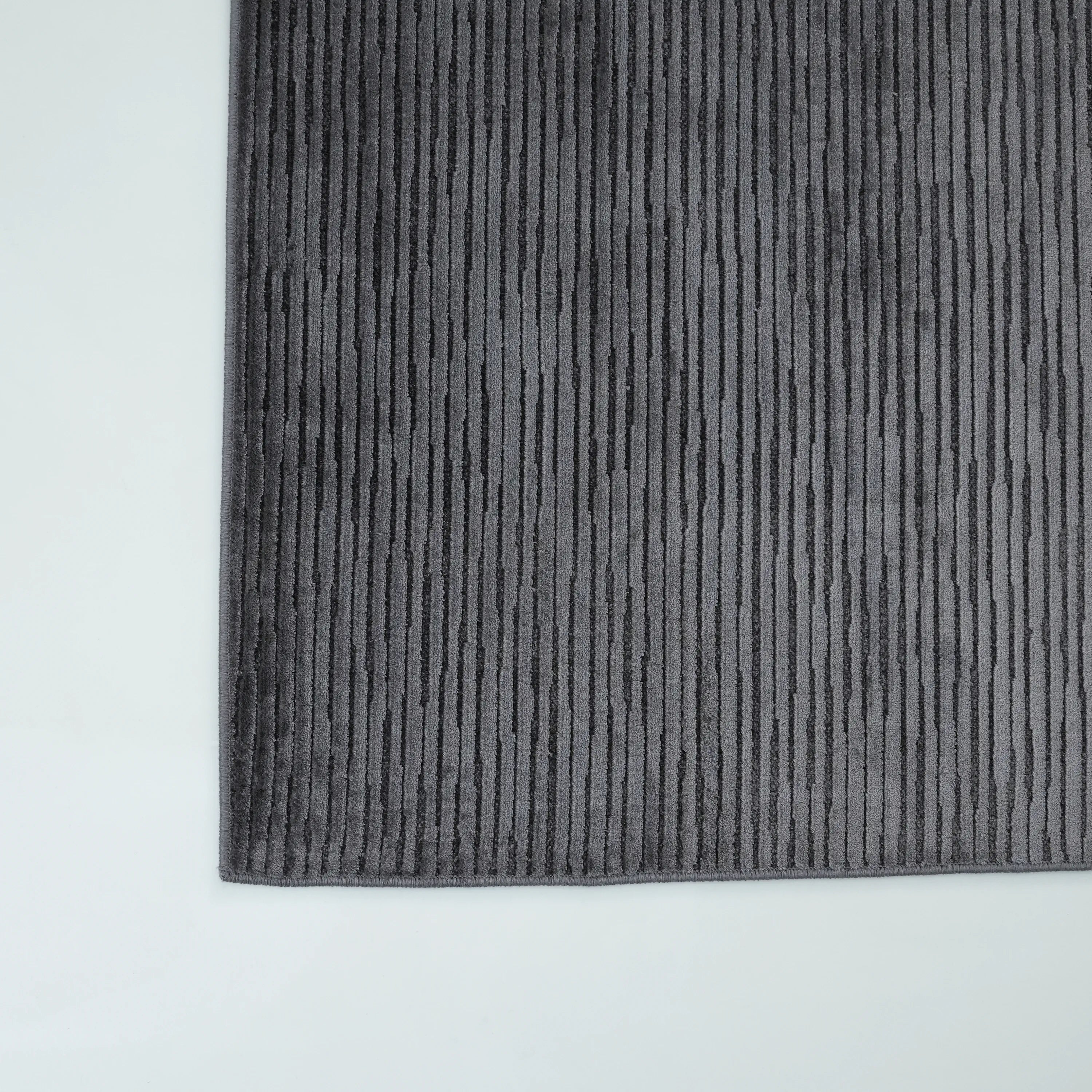 Simple Patterned Anthracite Viscose Rug