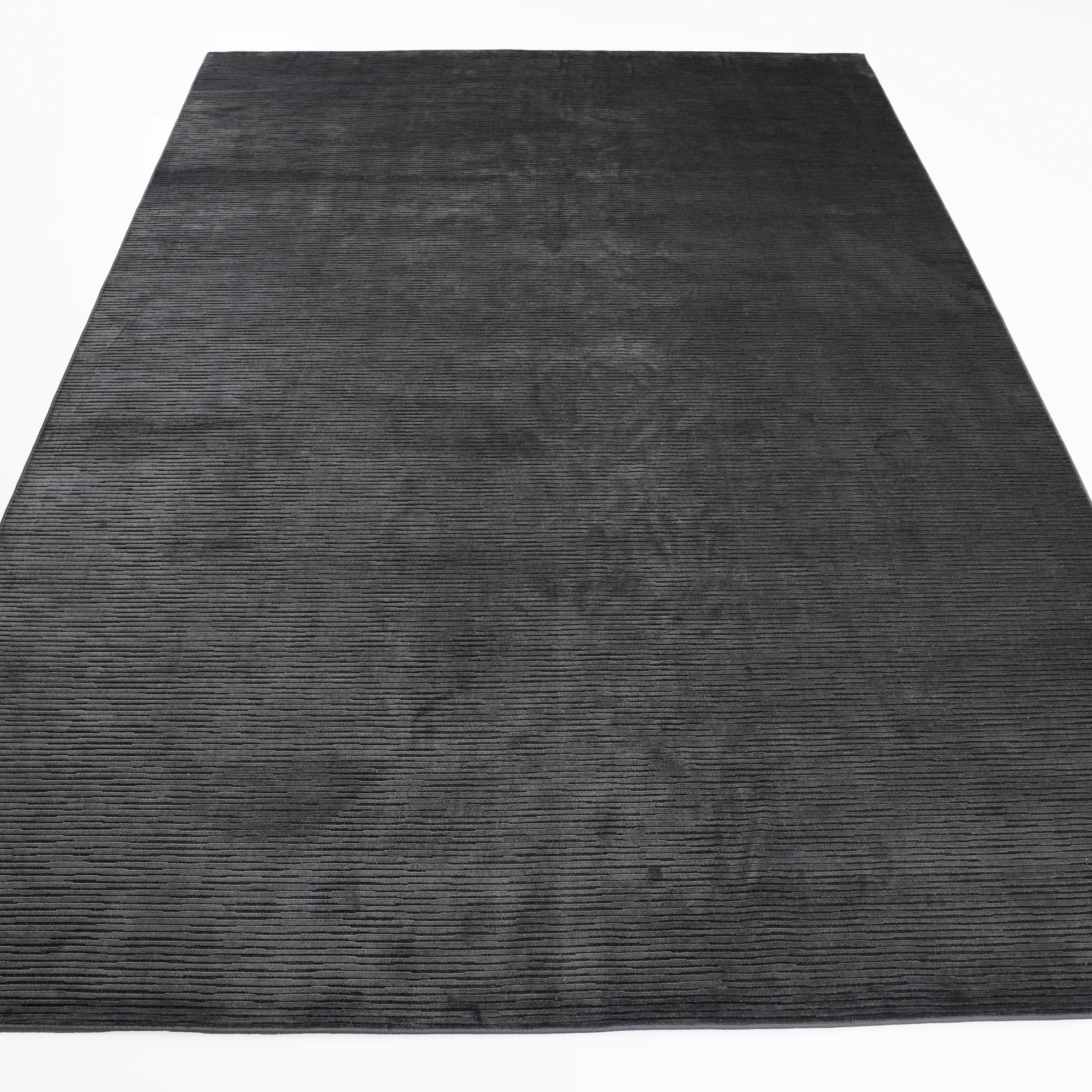 Simple Patterned Anthracite Viscose Rug