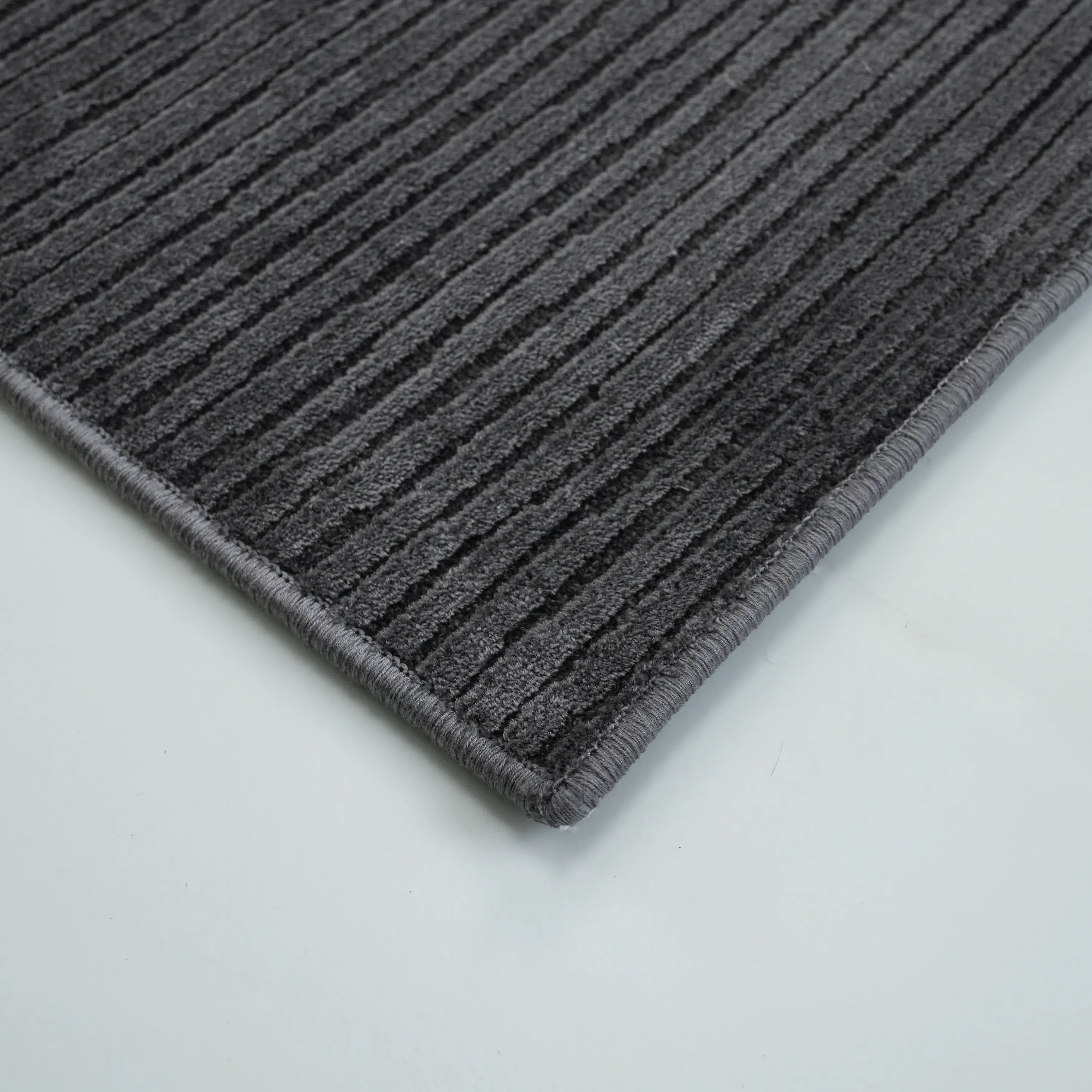 Simple Patterned Anthracite Viscose Rug