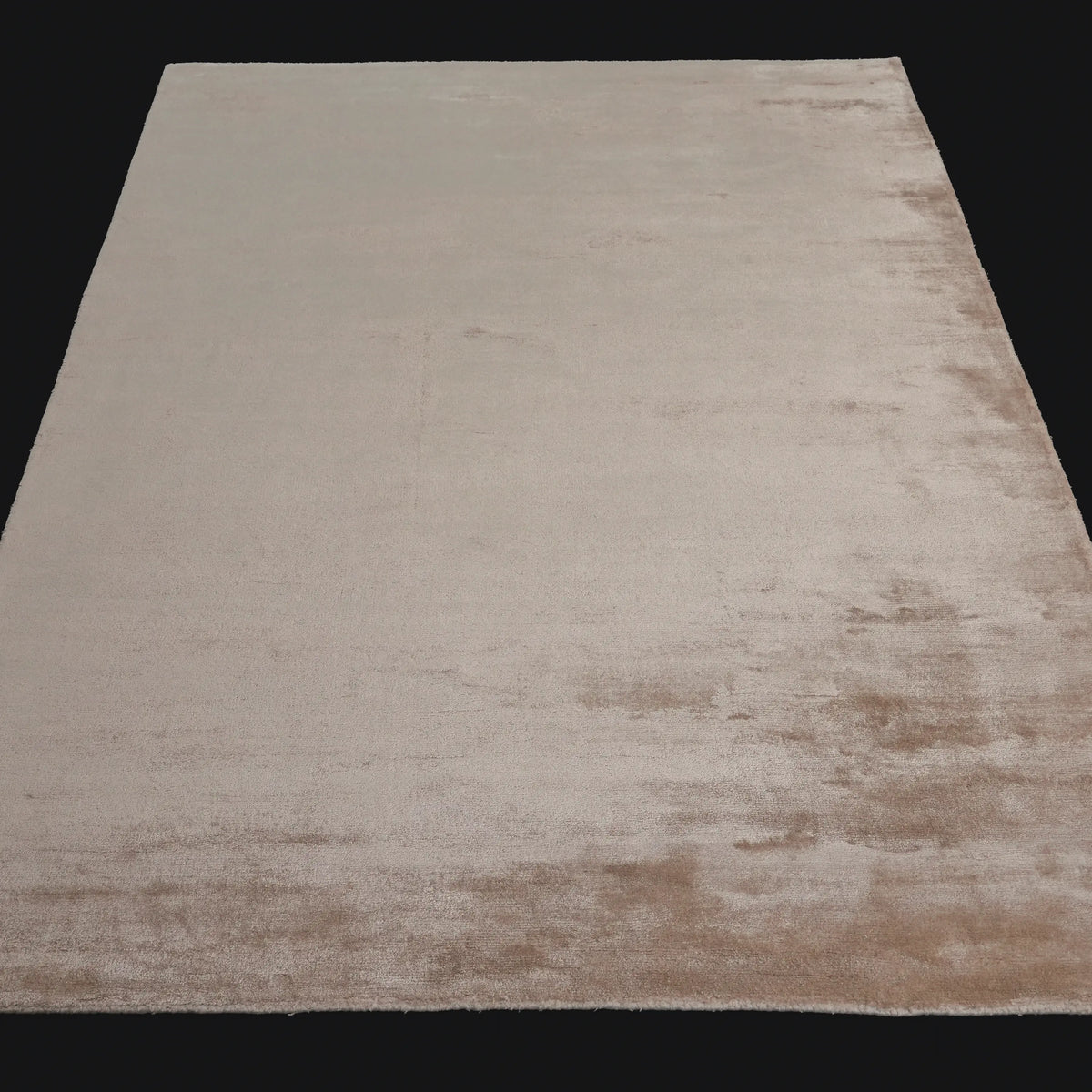 Sade Desenli Bej Viskon Tezgah Dokuma Halı — 140x200, 200x200, 100x500, 200x300 cm
