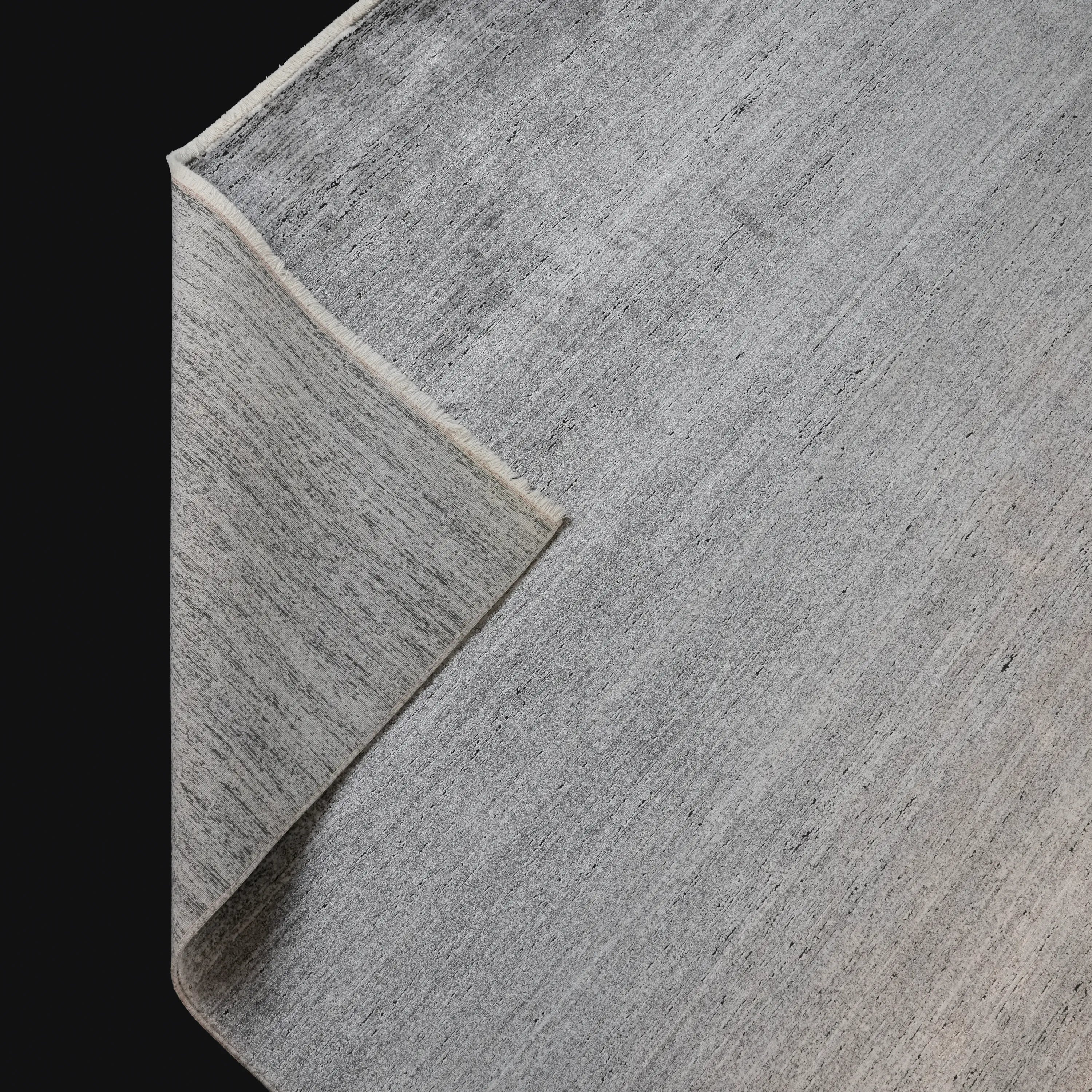 Simple Patterned Gray Viscose Rug