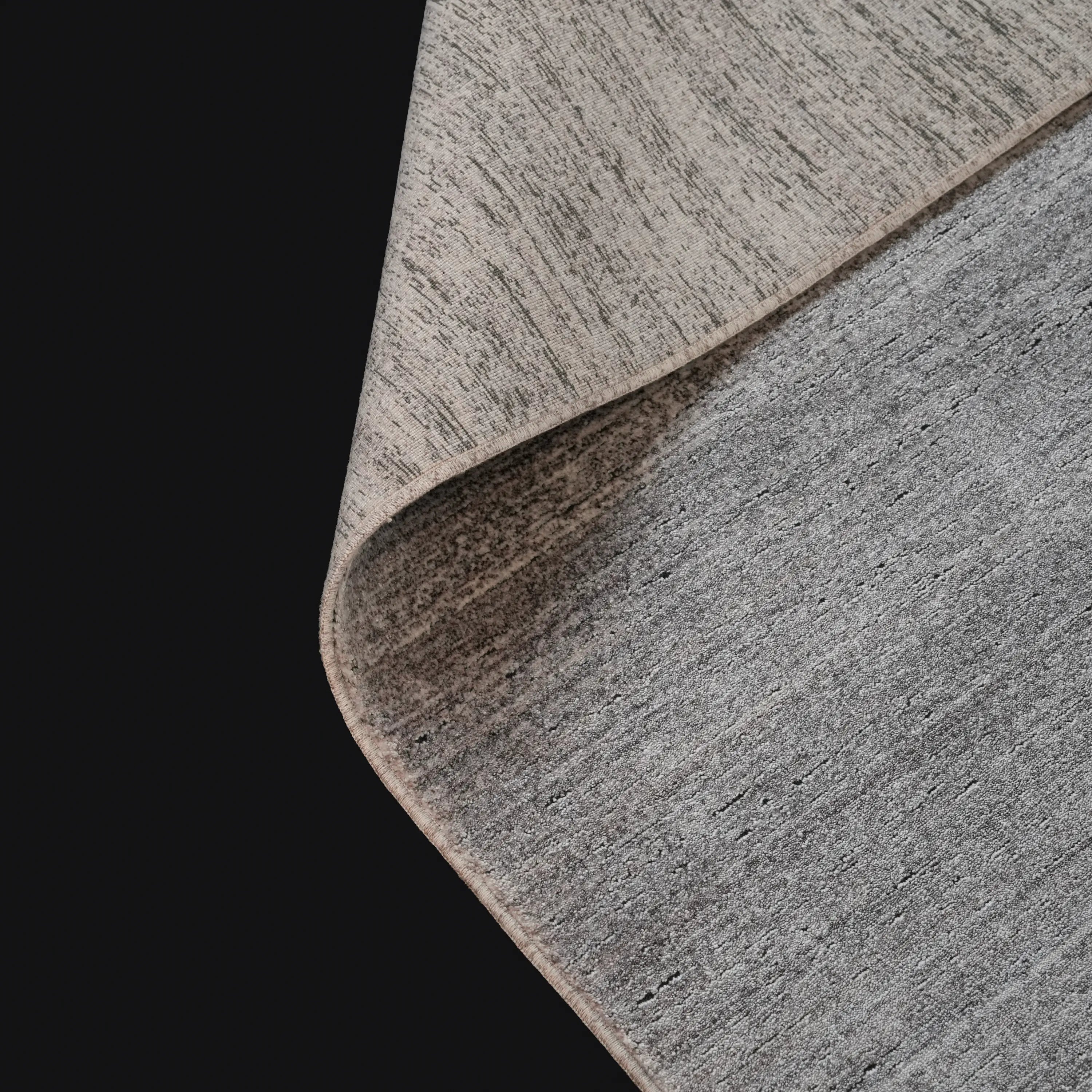 Simple Patterned Gray Viscose Rug