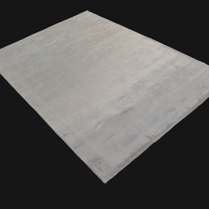 Sade Desenli Gri Viskon Tezgah Dokuma Halı, 140x200 – 300x400 cm — Halıcızade