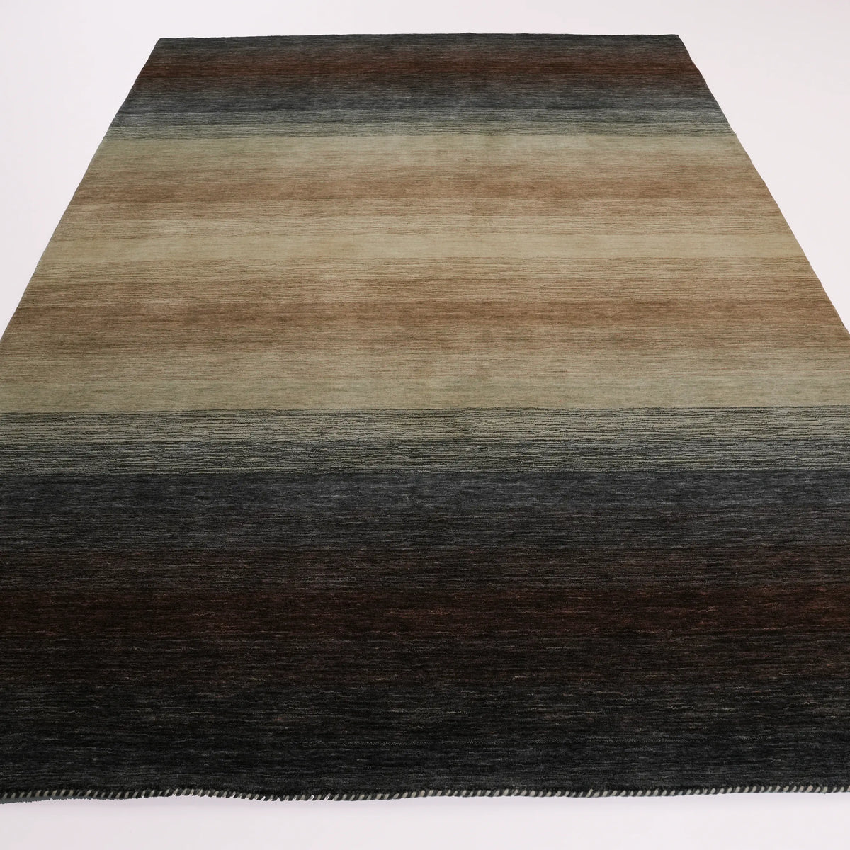 Sade Desenli Gri Yün Tezgah Dokuma Halı — 201x297, 200x300 cm