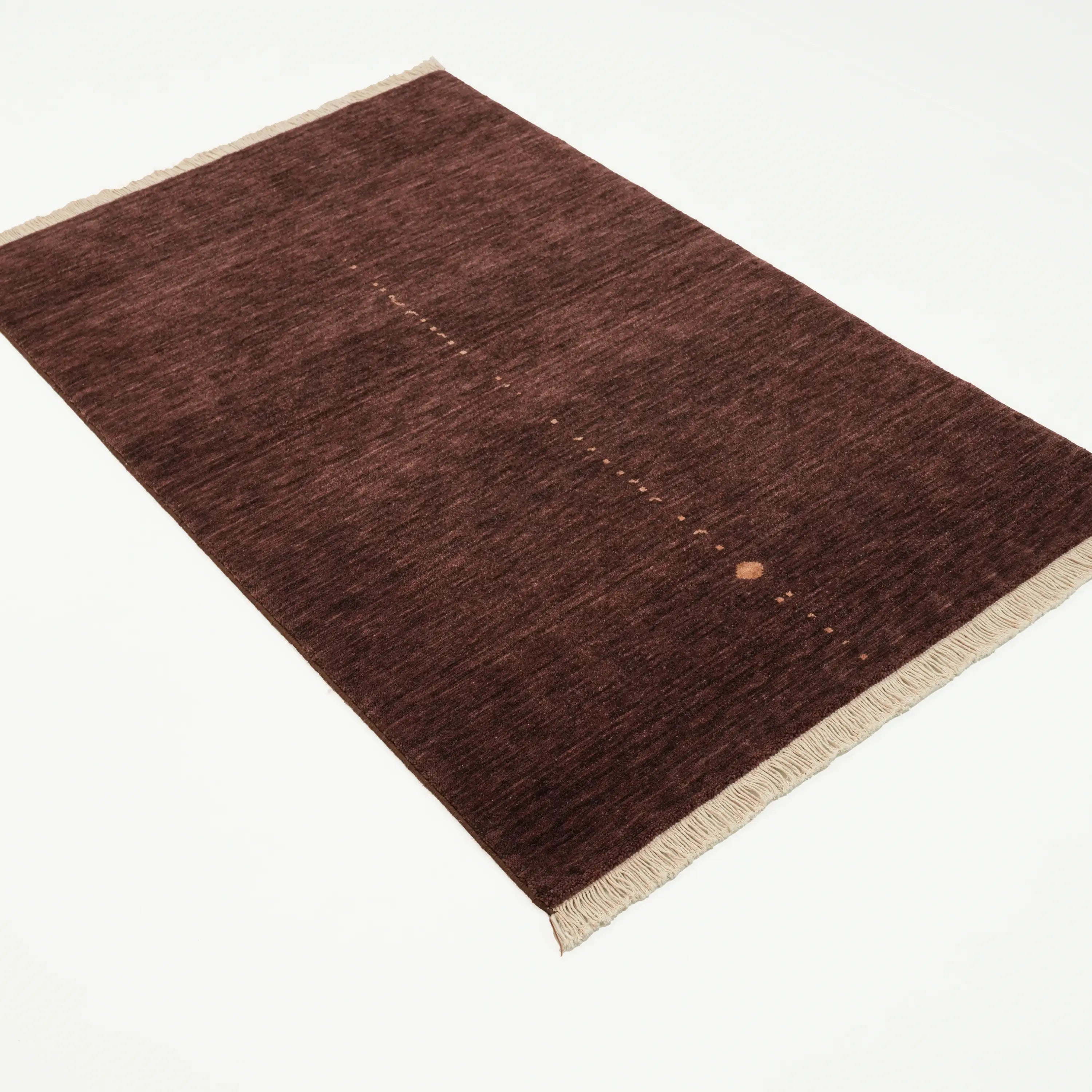 Plain Patterned Brown Wool Loom Woven Prayer Rug Rug