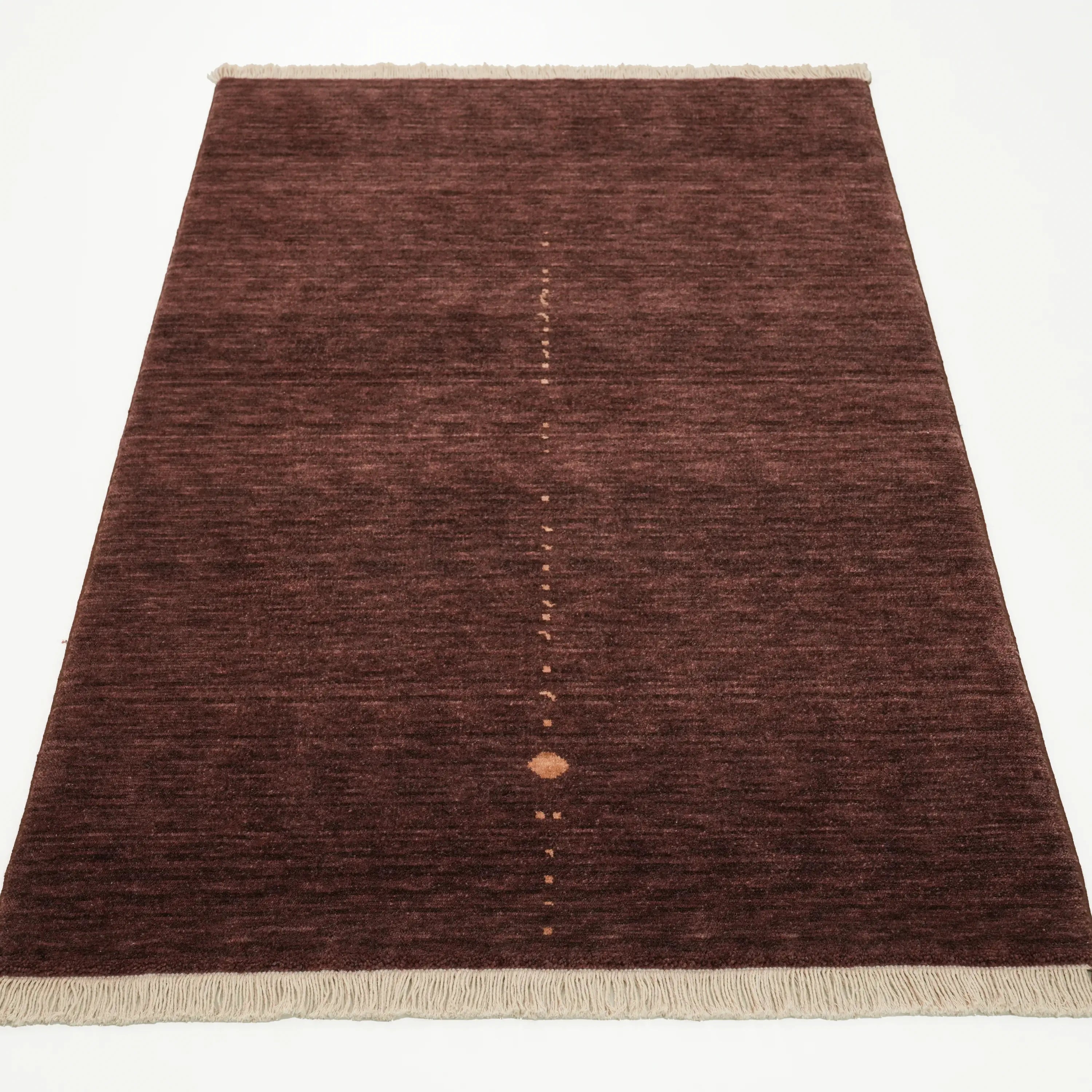 Plain Patterned Brown Wool Loom Woven Prayer Rug Rug