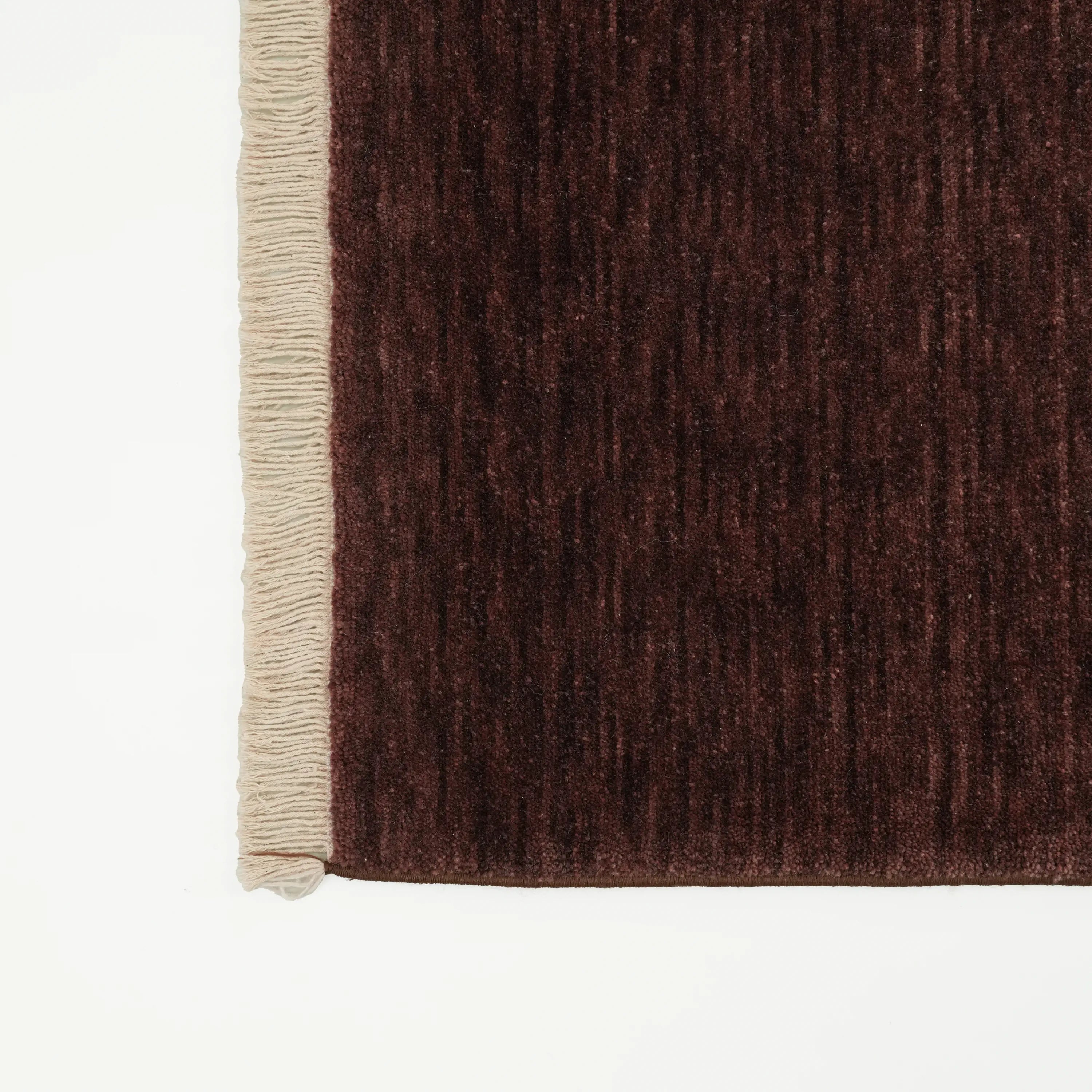 Plain Patterned Brown Wool Loom Woven Prayer Rug Rug