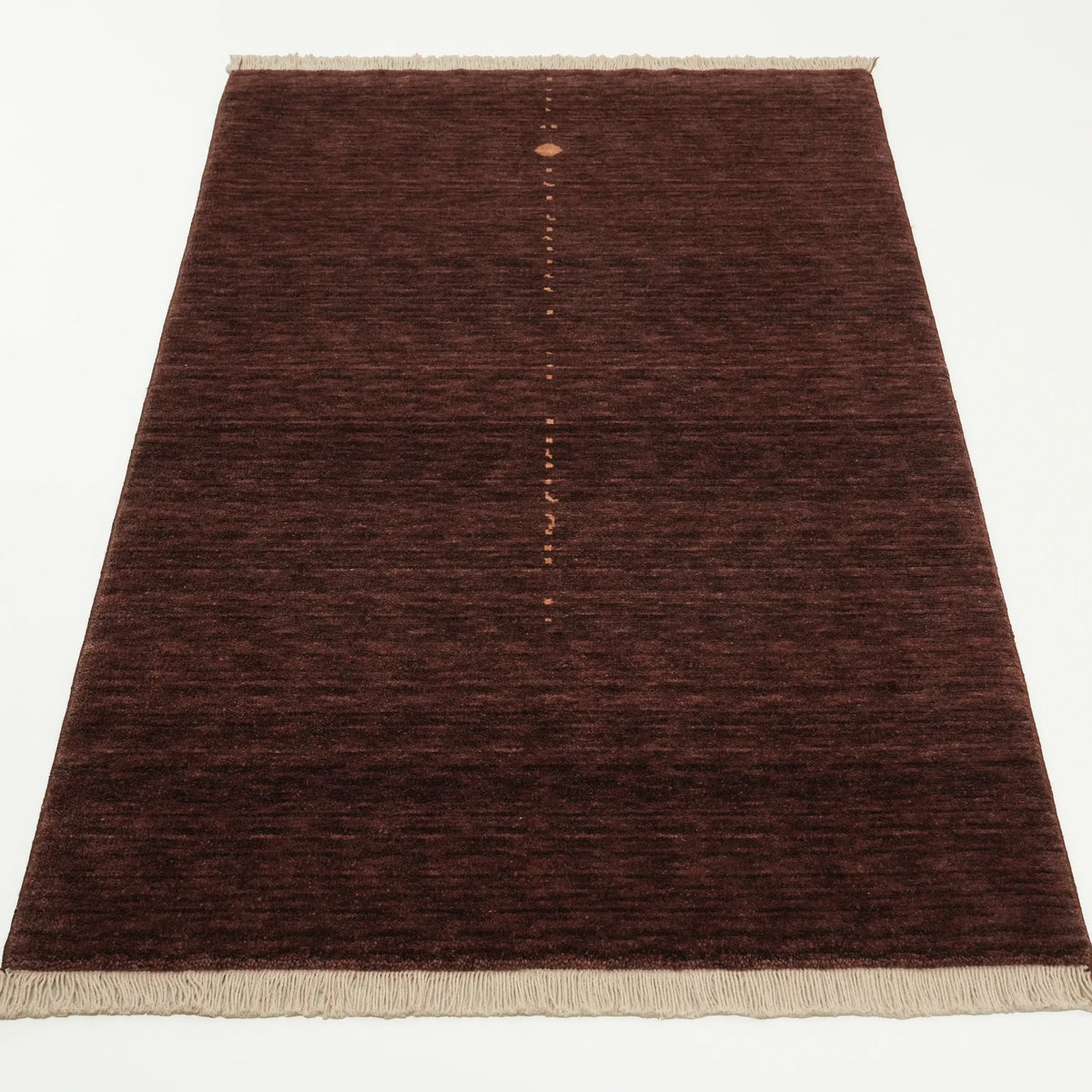 Sade Desenli Kahverengi Yün Tezgah Dokuma Baş Başa Seccade — 80x130 cm
